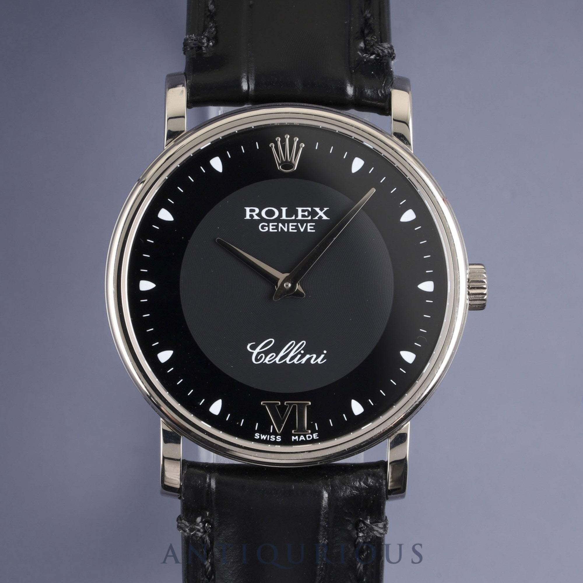 Rolex Cellini 5115 Manual Winding Caliber 1602 750 Leather Strap with Genuine Buckle (750) Black Dial A Series (1998-1999) Overhauled