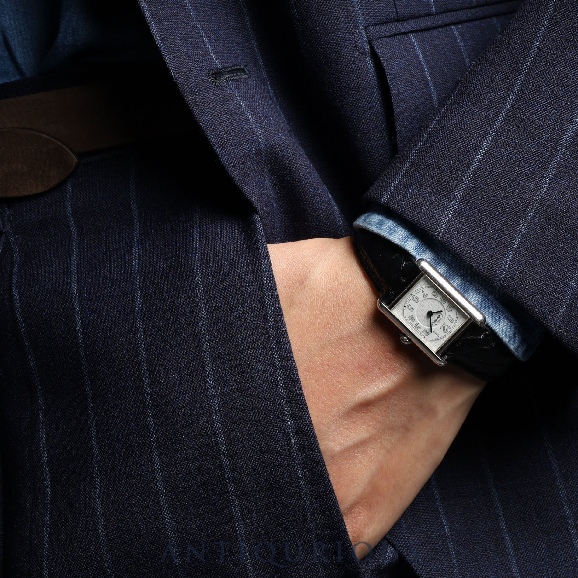 カルティエ マストタンク MM 2416 クォーツ Cal.057 SV925 革 純正Dバックル(SS) テレフォンCC文字盤 オーバーホール済み