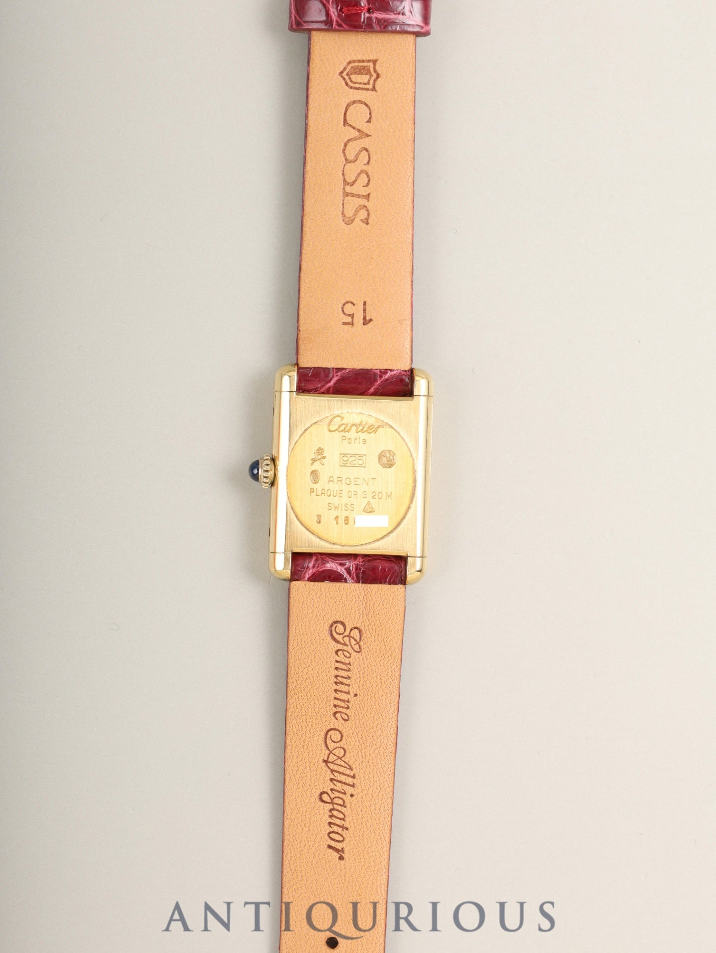 Cartier Must Tank SM 82975613 Manual Winding Caliber 78-1 Leather Genuine Pin Buckle (GP) Garnet Dial Bordeaux Dial (SWISS Marking) Box Warranty (1981) Overhauled
