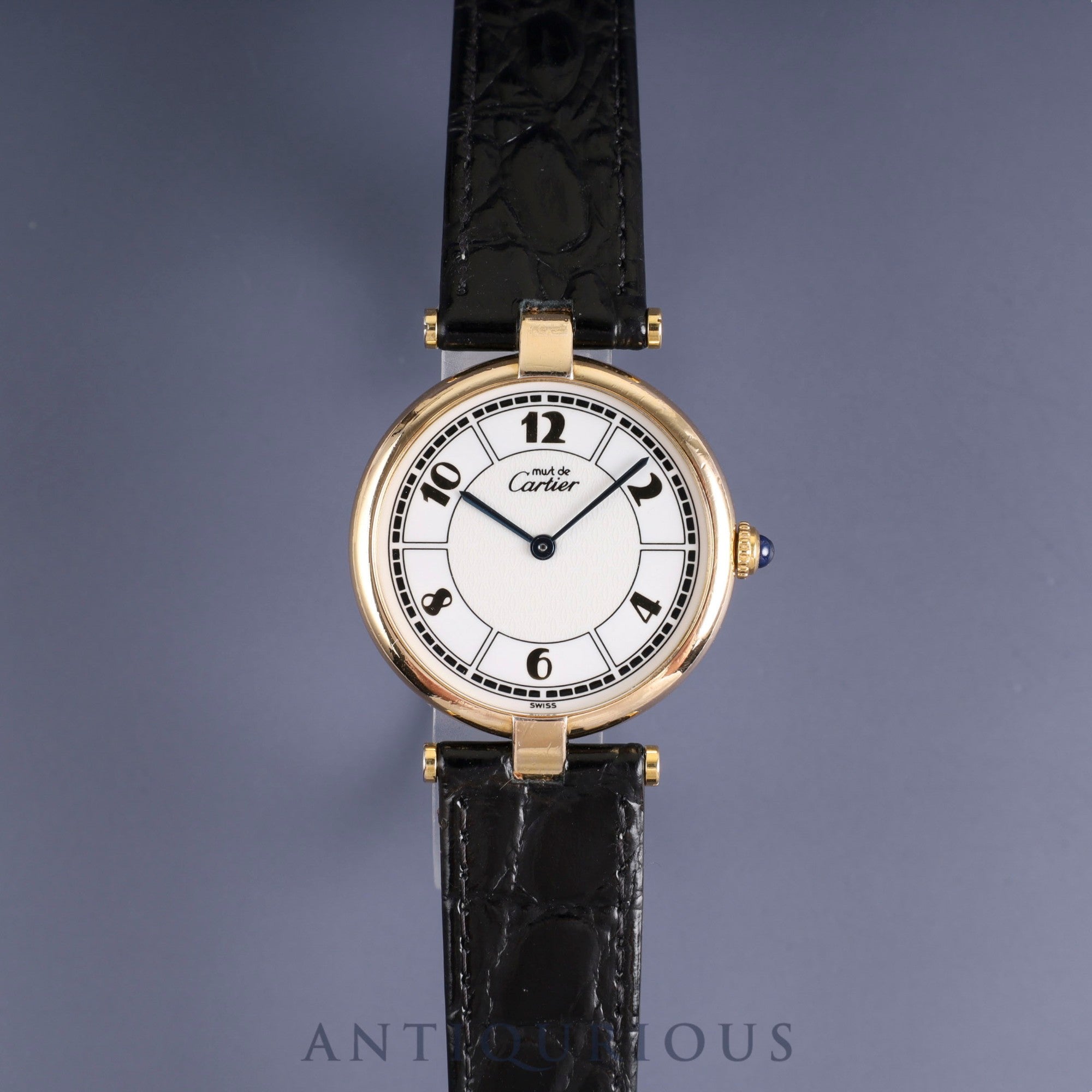 Cartier Must Vendome VLC LM W1009754 / 1861 Quartz Cal.690 SV925 Leather Genuine Buckle (GP) Gold Jump Arabic CC Dial Overhauled