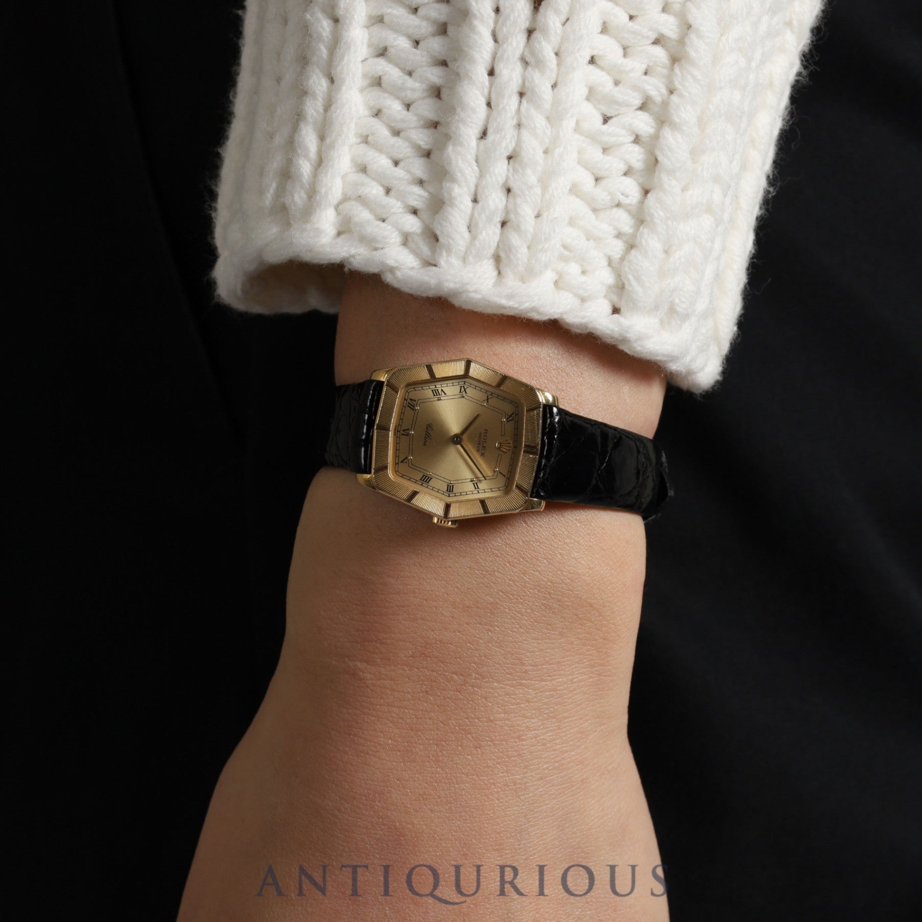 ロレックス チェリーニ 4160 手巻き Cal.1601 18K 革 純正尾錠(GP)シャンパンローマン文字盤 69番(1981年)オーバーホール済み