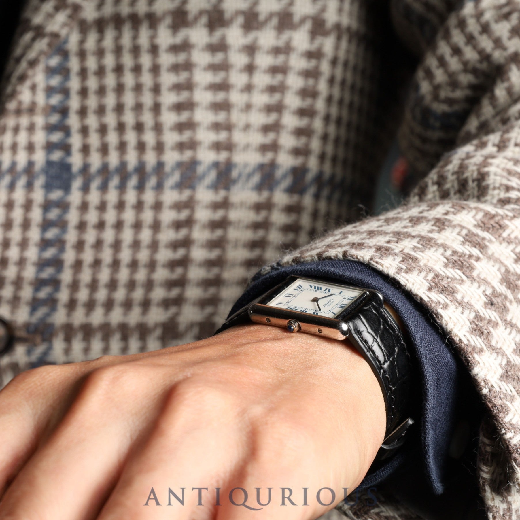 カルティエ マストタンク LM 681006 クォーツ Cal.81 SV925 革 純正尾錠(SS) ホワイトローマン文字盤 オーバーホール済み