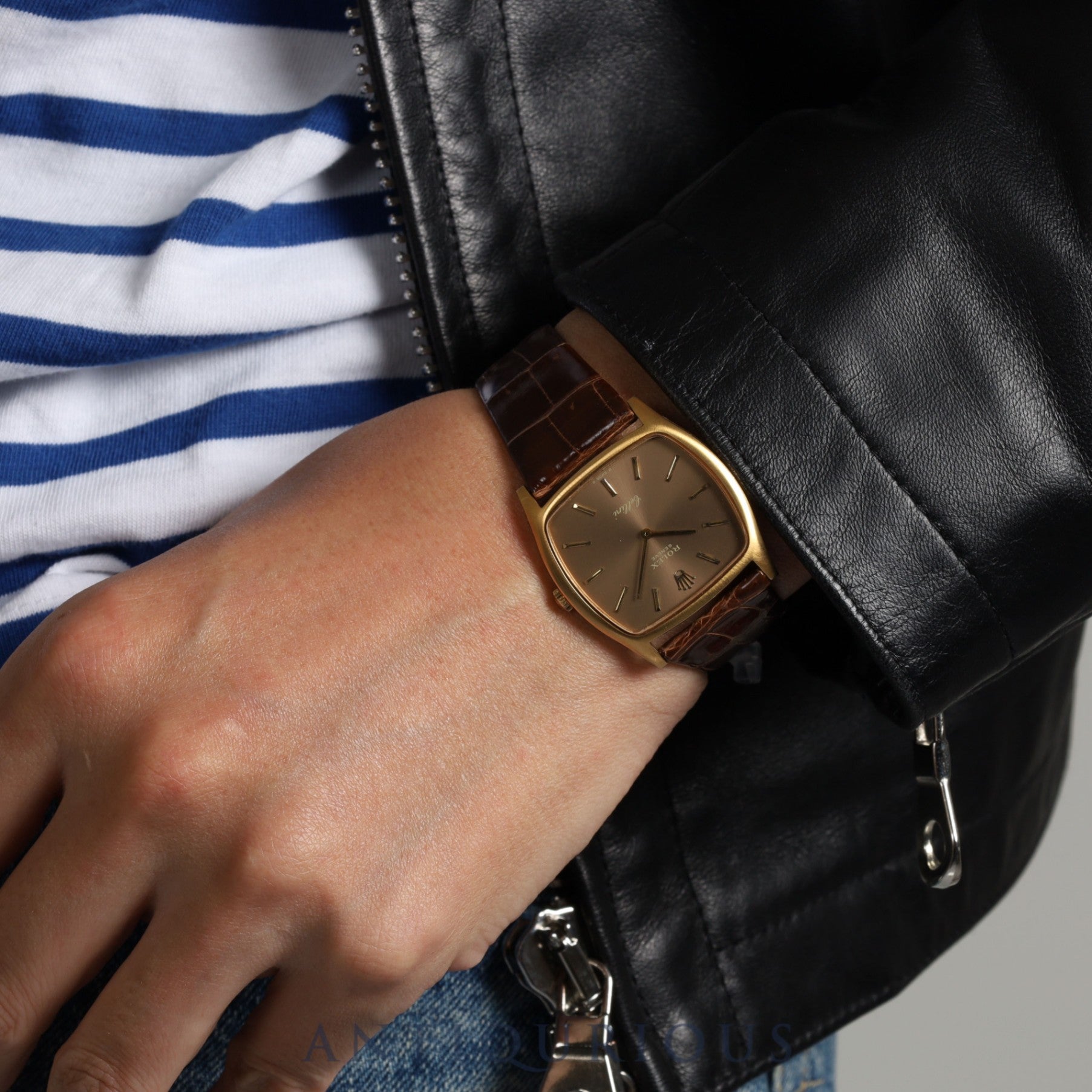 ロレックス チェリーニ 3805 手巻き Cal.1600 750 純正革ベルト 純正尾錠(GP)シャンパン文字盤 38番 1973年 オーバーホール済み