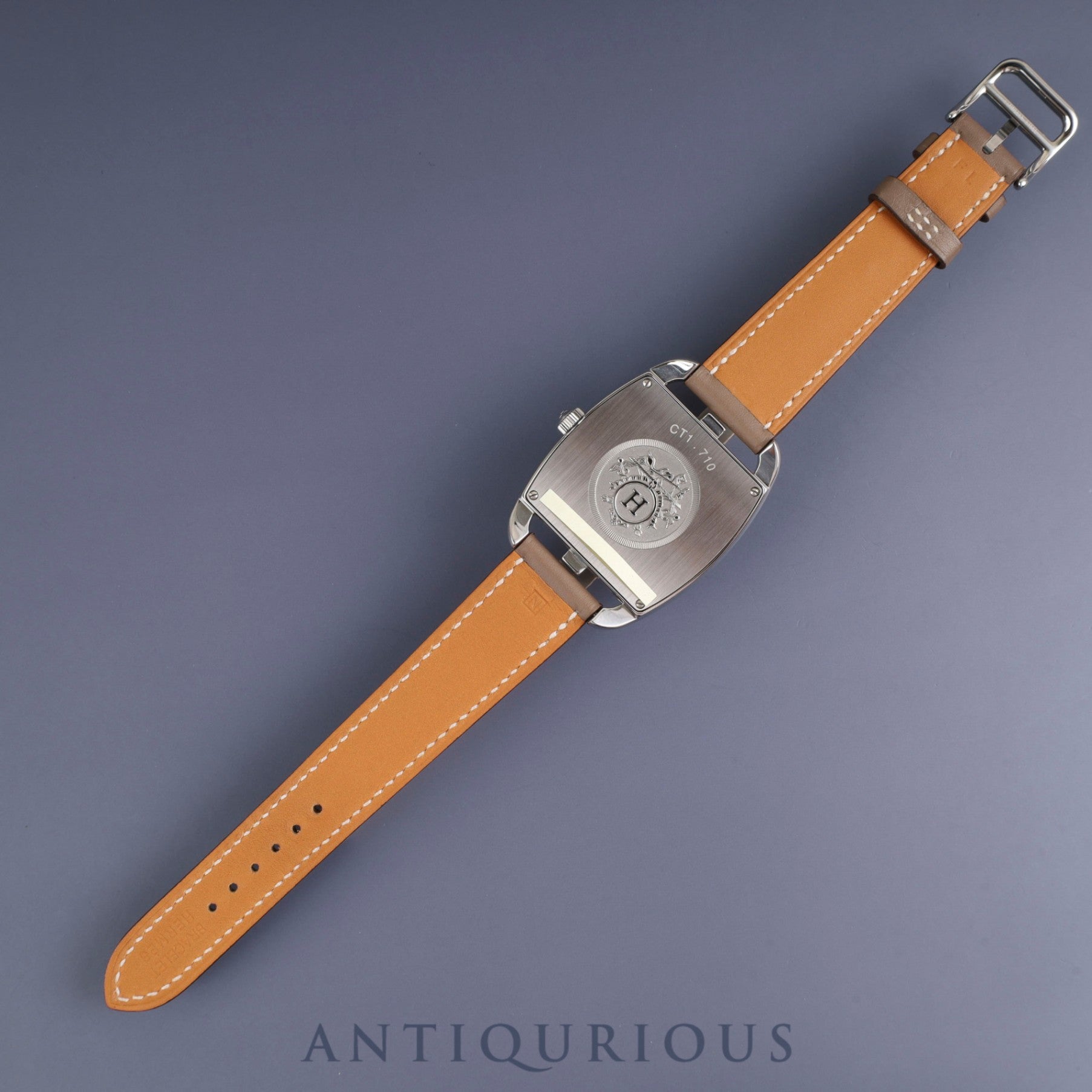 Hermès Cape Cod Tonneau CT1.710 Quartz Movement, Stainless Steel, Genuine Leather Strap (Stamped N: 2010), Genuine Buckle (SS), White Dial, Box, Warranty Card (2010), Overhauled