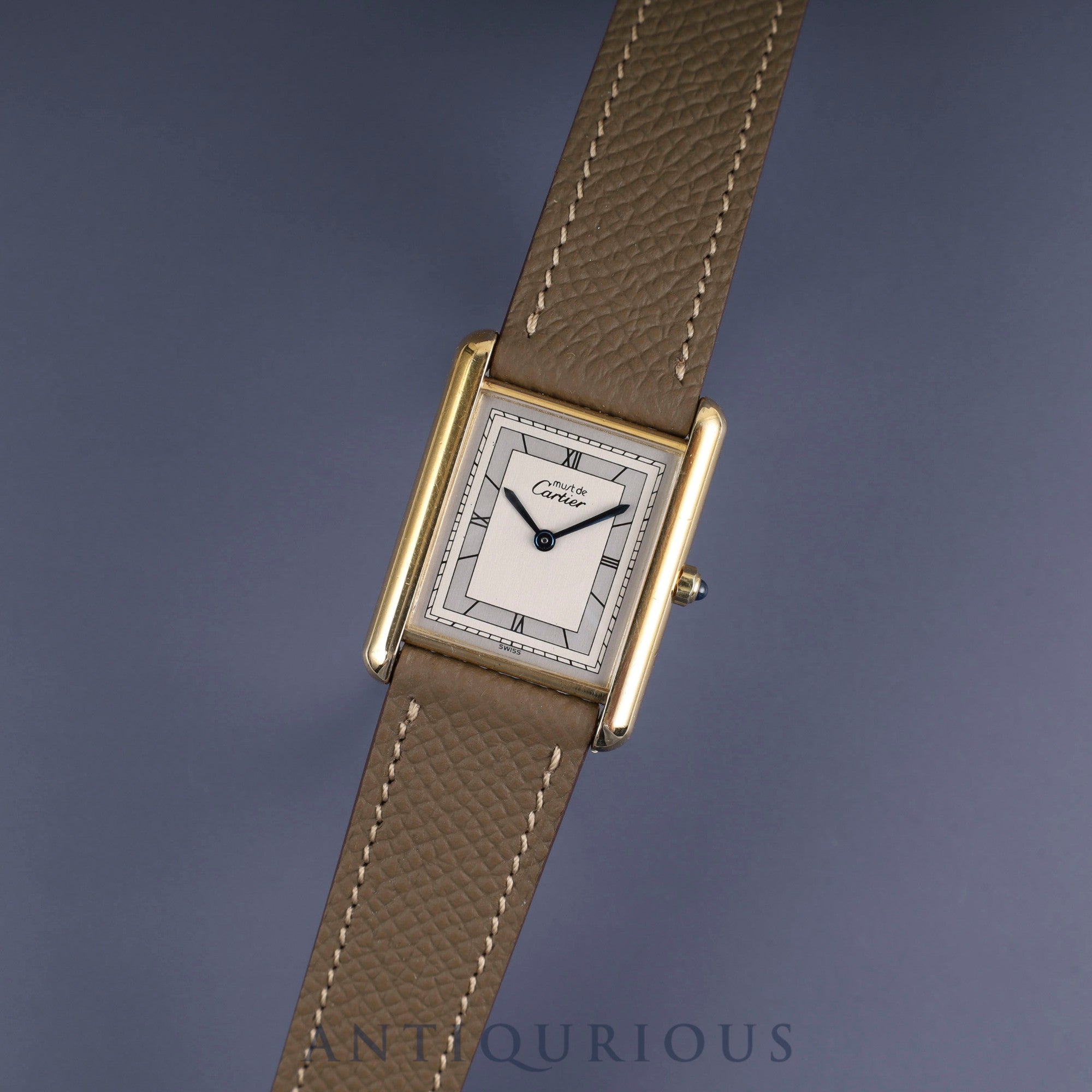 カルティエ マストタンク LM 6 81006 クォーツ Cal.81 SV925 革 純正尾錠(GP) シルバー飛びローマン文字盤 オーバーホール済み