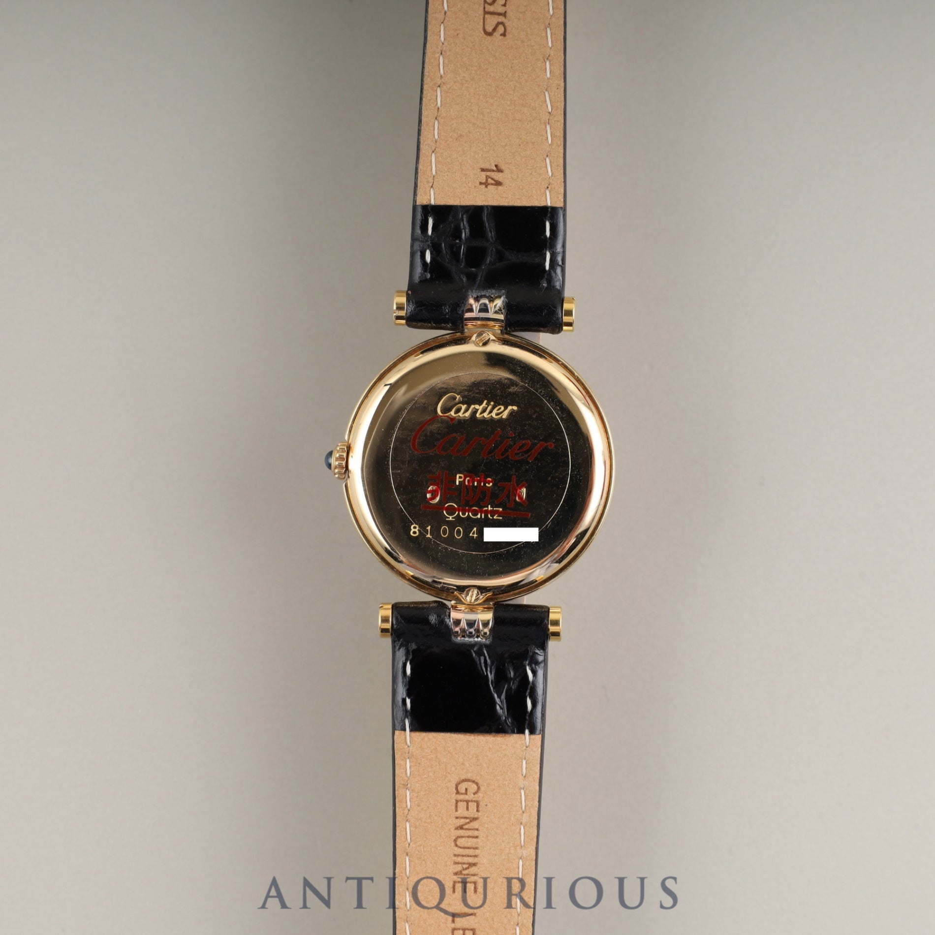 カルティエ ヴァンドーム VLC SM トリニティ 8100 クォーツ 750 革 純正尾錠(GP) ホワイトローマン文字盤 箱 カルティエブティックにてコンプリートサービス(フルメンテナンス)済み