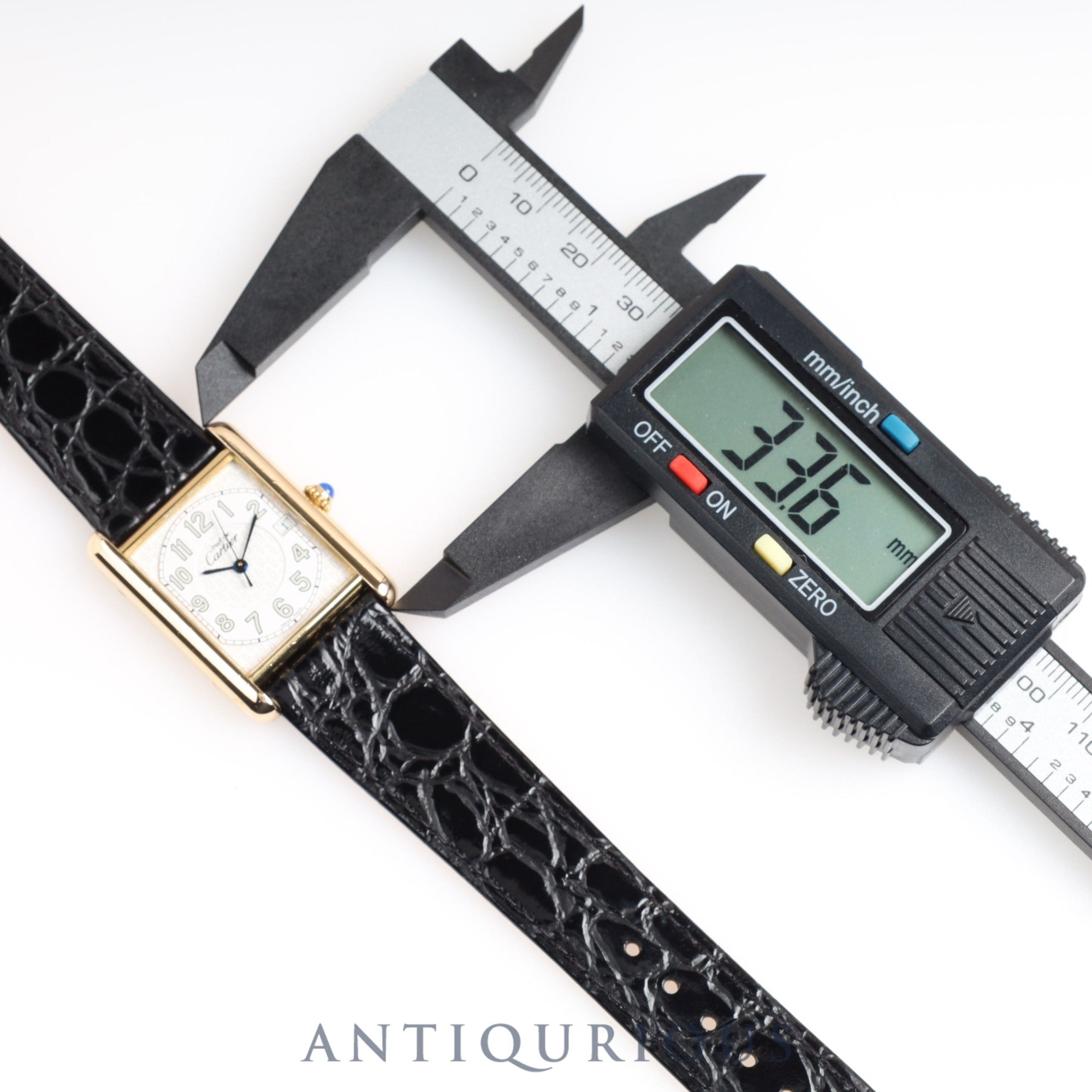 Cartier Must Tank GM (XL) Date W1013954 / 2413 Quartz Cal.87 Telephone Dial SV925 Leather Genuine Buckle (GP)
