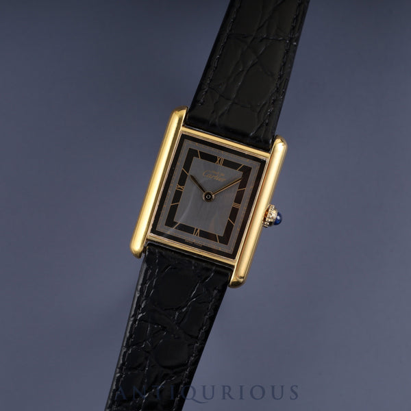 Cartier Must Tank LM 6 81006 Quartz Caliber - SV925 Leather Strap with Genuine GP Buckle Gray Roman Dial Circa 1982-1995 Completely serviced (full maintenance) at a Cartier boutique, refinished to like new condition