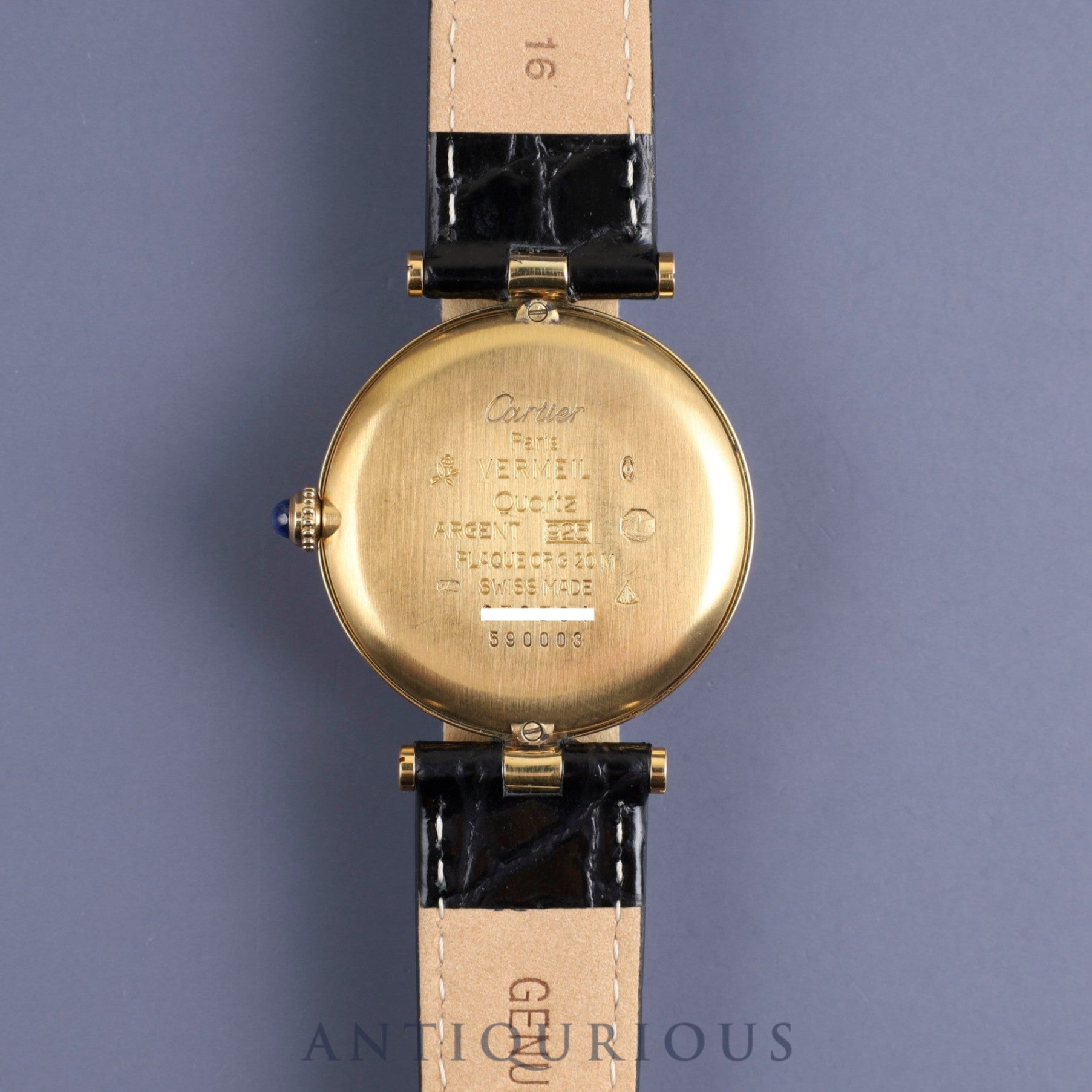 Cartier Must VLC Vendome LM 590003 Quartz Cal.690 SV925 Leather Genuine Buckle (GP) Ivory Dial Overhauled