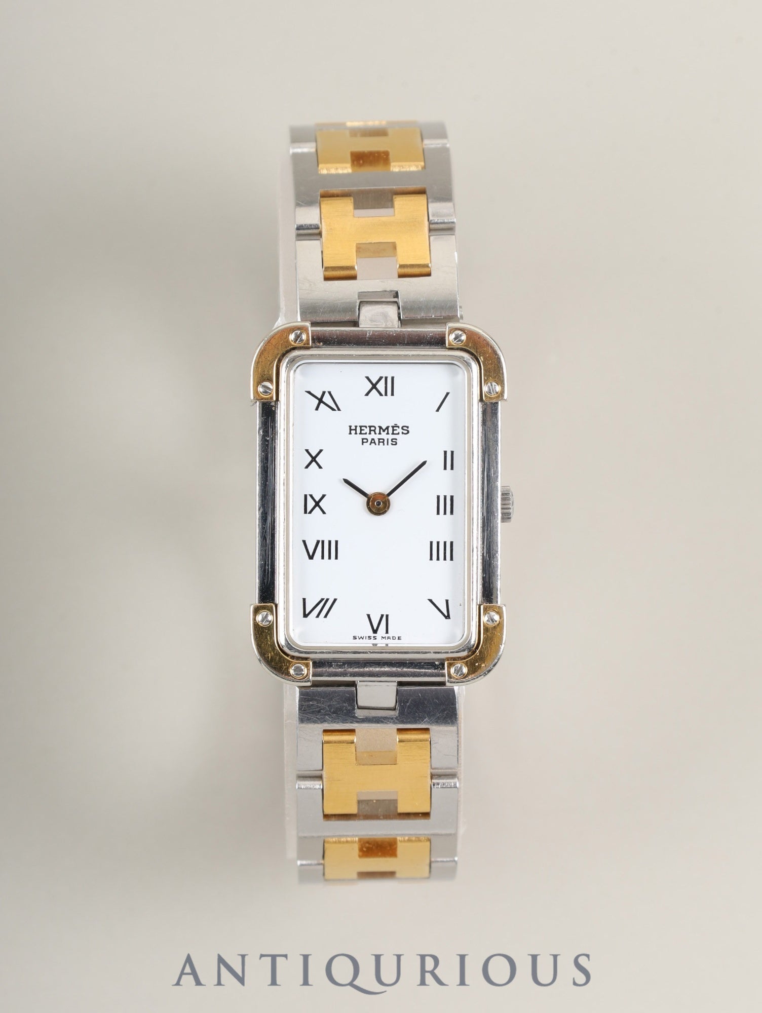 エルメス クロアジュール 54 10 75 クォーツ Cal.976.001 SS/GP SS/GP ホワイト文字盤 オーバーホール済み