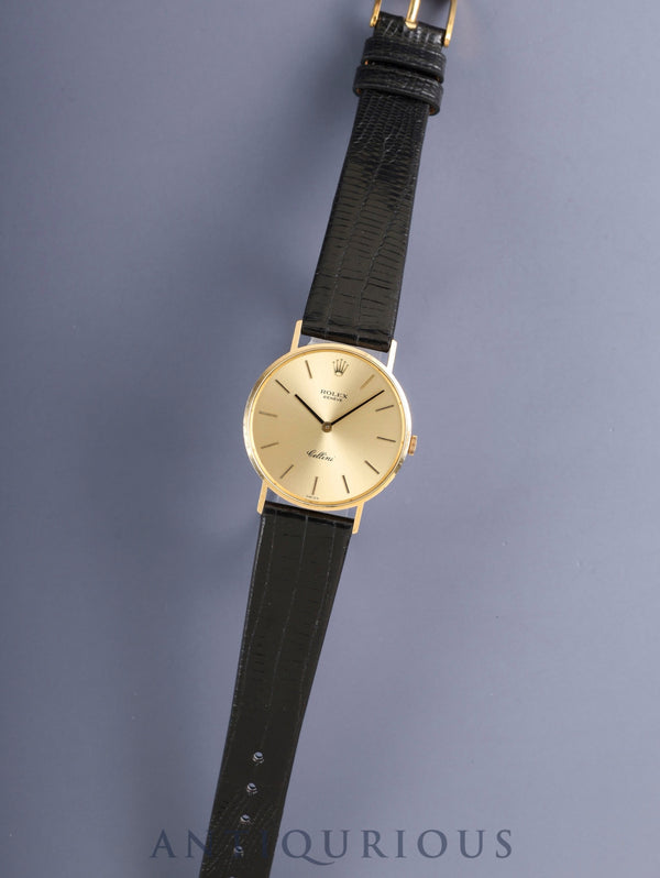 ロレックス チェリーニ 3833 手巻き Cal.1600 750 革 純正尾錠(GP) シャンパン文字盤 31番(1971年)オーバーホール済み