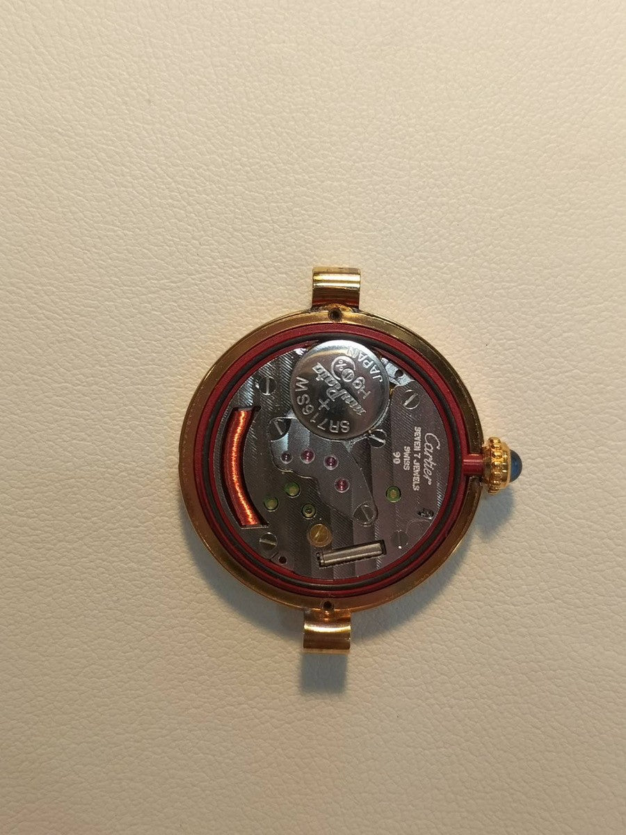 Cartier Must Vendôme VLC SM 590004 Quartz Caliber 90 SV925 Leather Strap with Genuine GP Buckle Ivory Roman Dial Box Booklet Warranty (1990) Overhauled