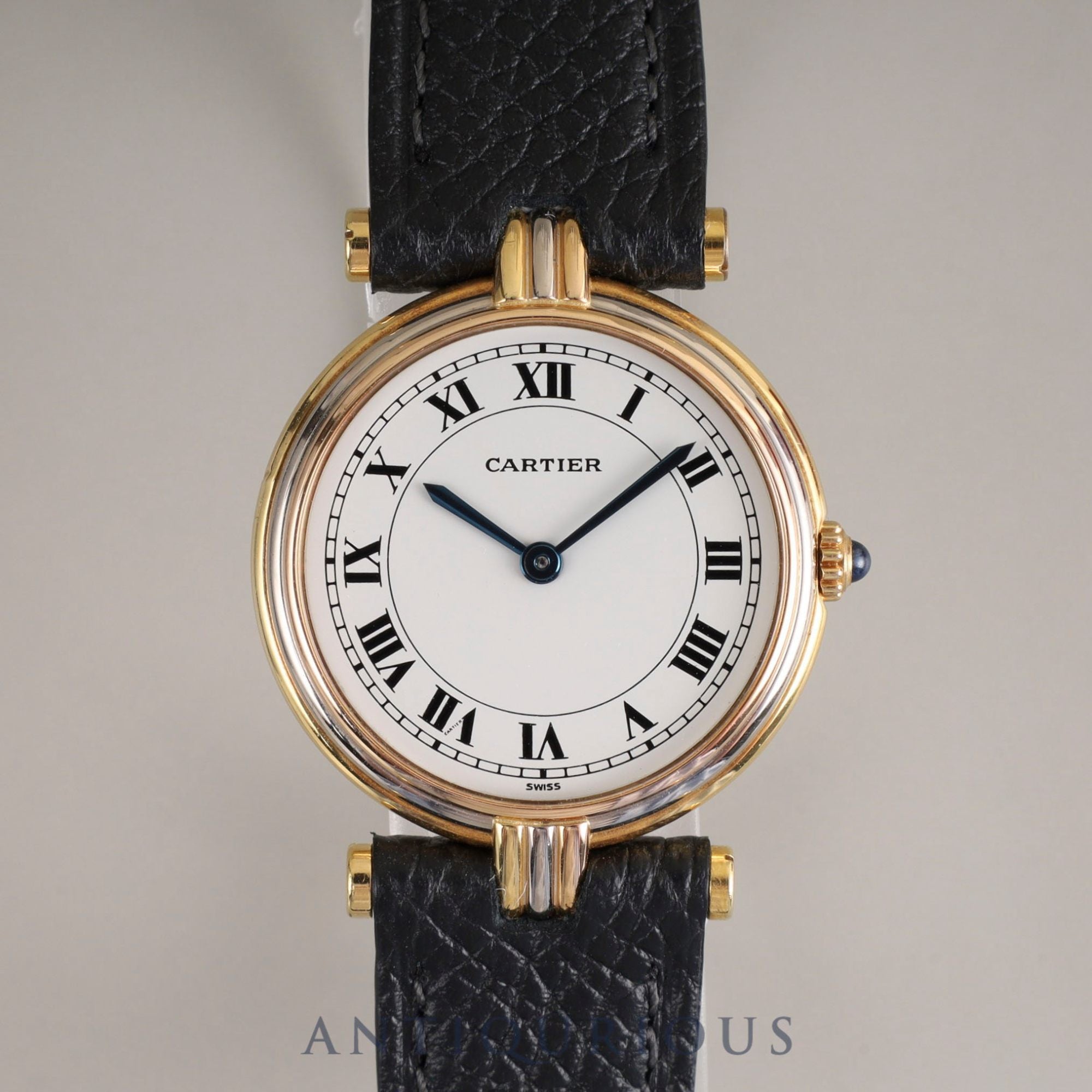 カルティエ ヴァンドーム VLC SM トリニティ 81004 クォーツ Cal.81 750 革 純正尾錠(GP) ホワイトローマン文字盤 箱 オーバーホール済み