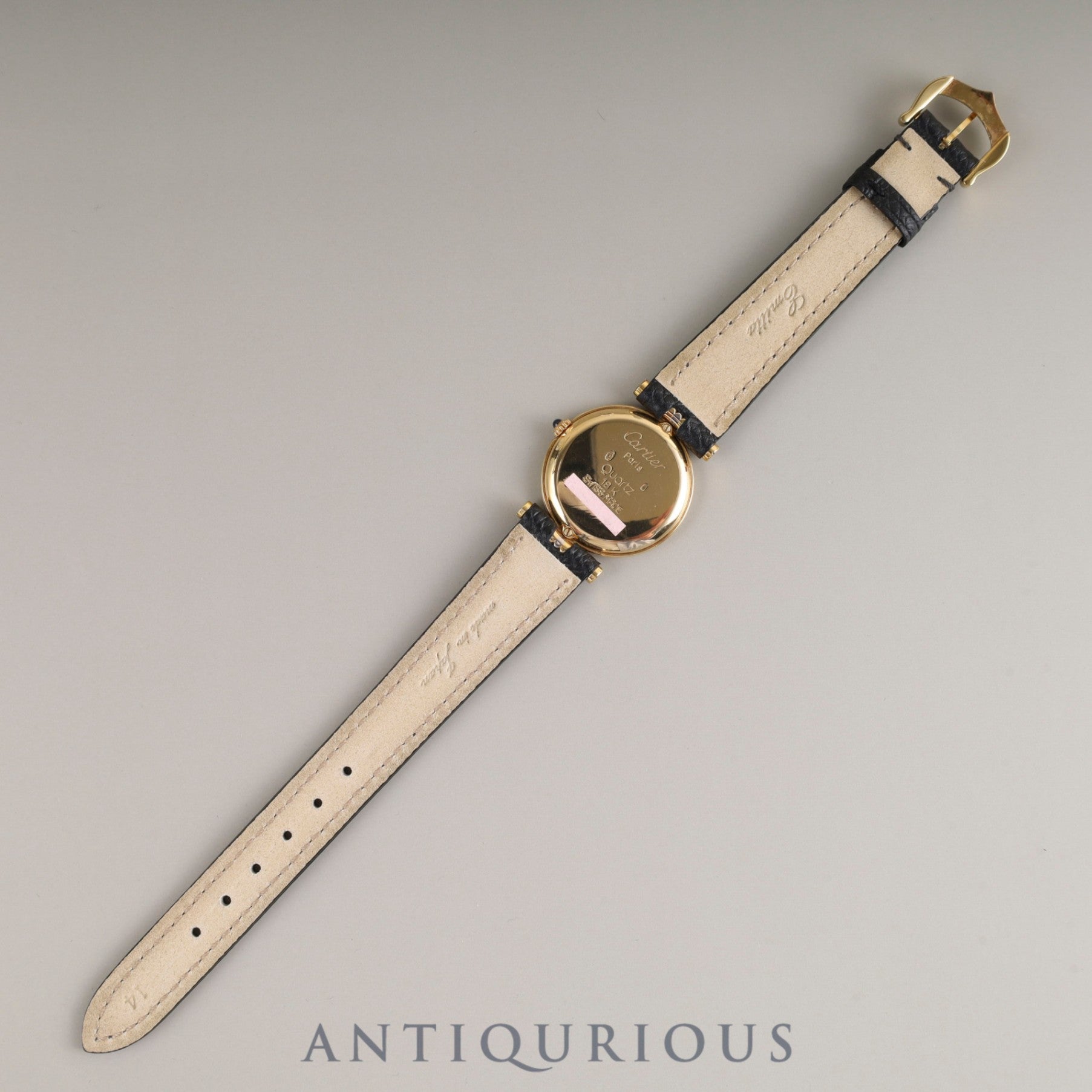 カルティエ ヴァンドーム VLC SM トリニティ 81004 クォーツ Cal.81 750 革 純正尾錠(GP) ホワイトローマン文字盤 箱 オーバーホール済み