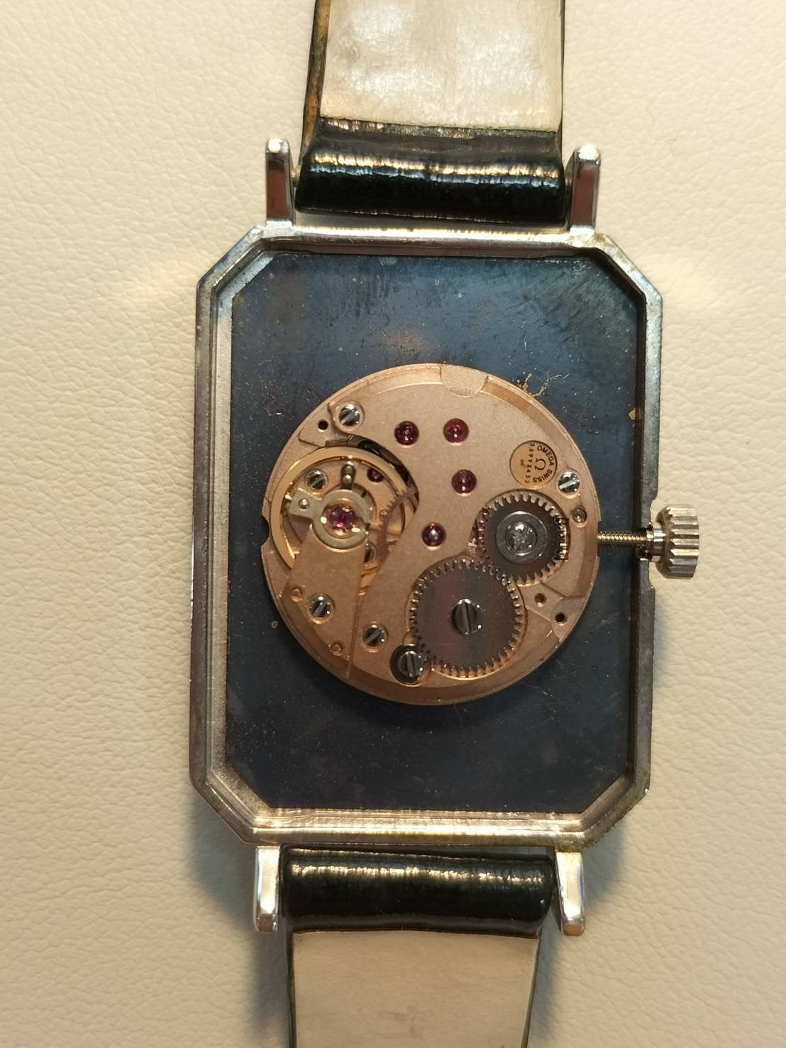 オメガ デ・ヴィル グリマデザイン 5110378 手巻き SS 革 社外尾錠(SS) ブルー文字盤 オーバーホール済み