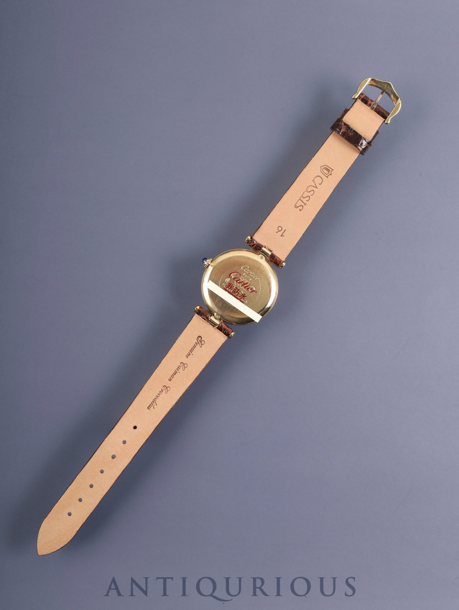 カルティエ マスト ヴァンドーム VLC LM 17 クォーツ SV925 革 純正尾錠(GP)マホガニー文字盤 保証書(1982年) カルティエブティックにてコンプリートサービス済み