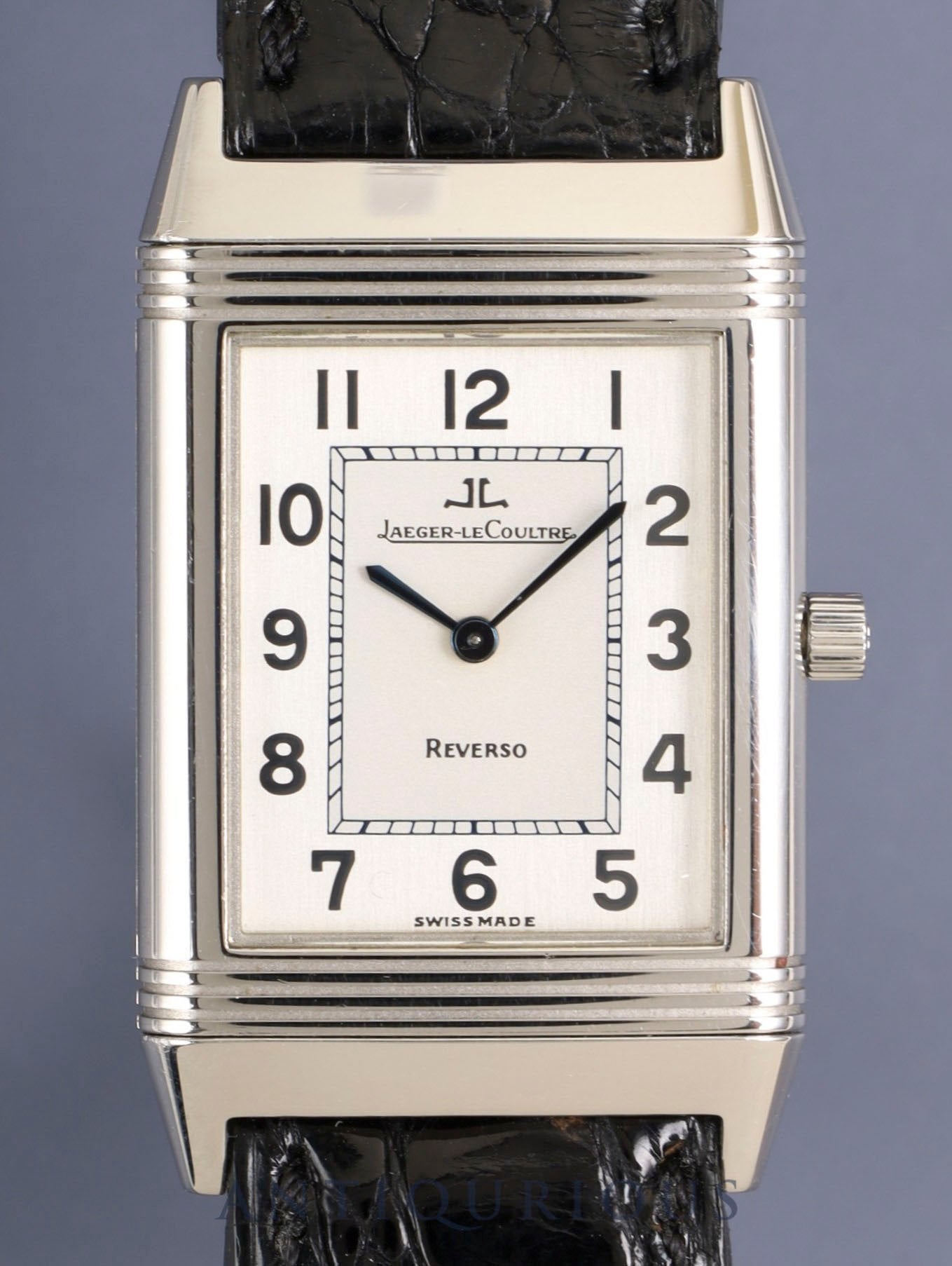 ジャガー・ルクルト レベルソ クラシック 250.8.86 手巻き Cal.846/1 SS 純正革ベルト 純正バックル(SS)シルバーアラビア文字盤(SWISS MADE表記 / ケース裏彫りあり) 箱 冊子 保証書(1994年)オーバーホール済み