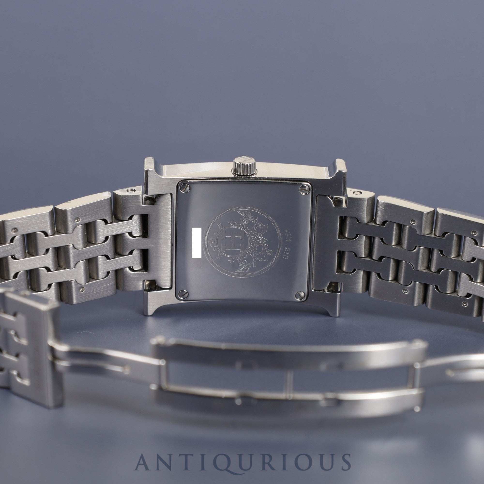 エルメス Hウォッチ HH1.210 クォーツ SS SS ブラックギョーシェ文字盤 オーバーホール済み