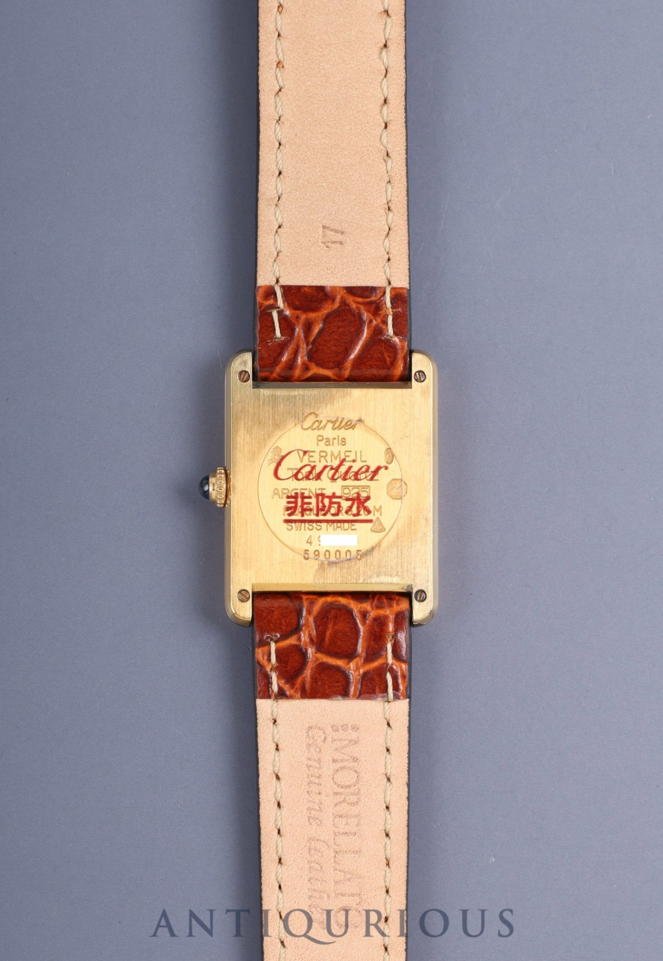 カルティエ マストタンク LM 590005 クォーツ Cal.690 SV925 革 純正尾錠(GP)フロントトリニティ文字盤(SWISS表記) 箱 冊子 保証書 オーバーホール済み