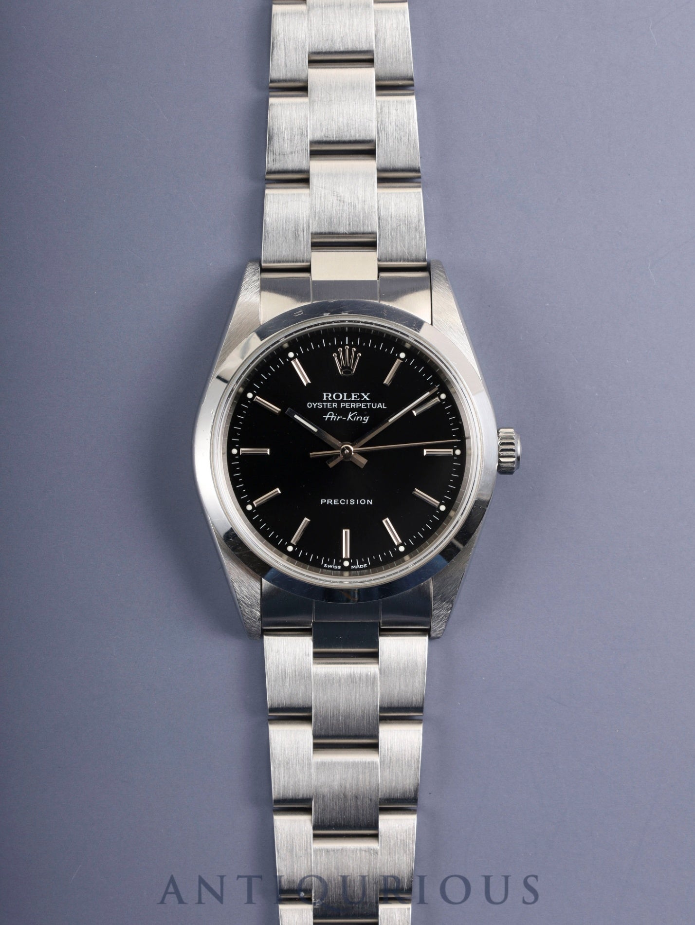 Rolex Air-King 14000 Automatic Cal. 3000 Stainless Steel Black Dial A Series (1998-1999) Box, Tag, Booklet, Overhauled
