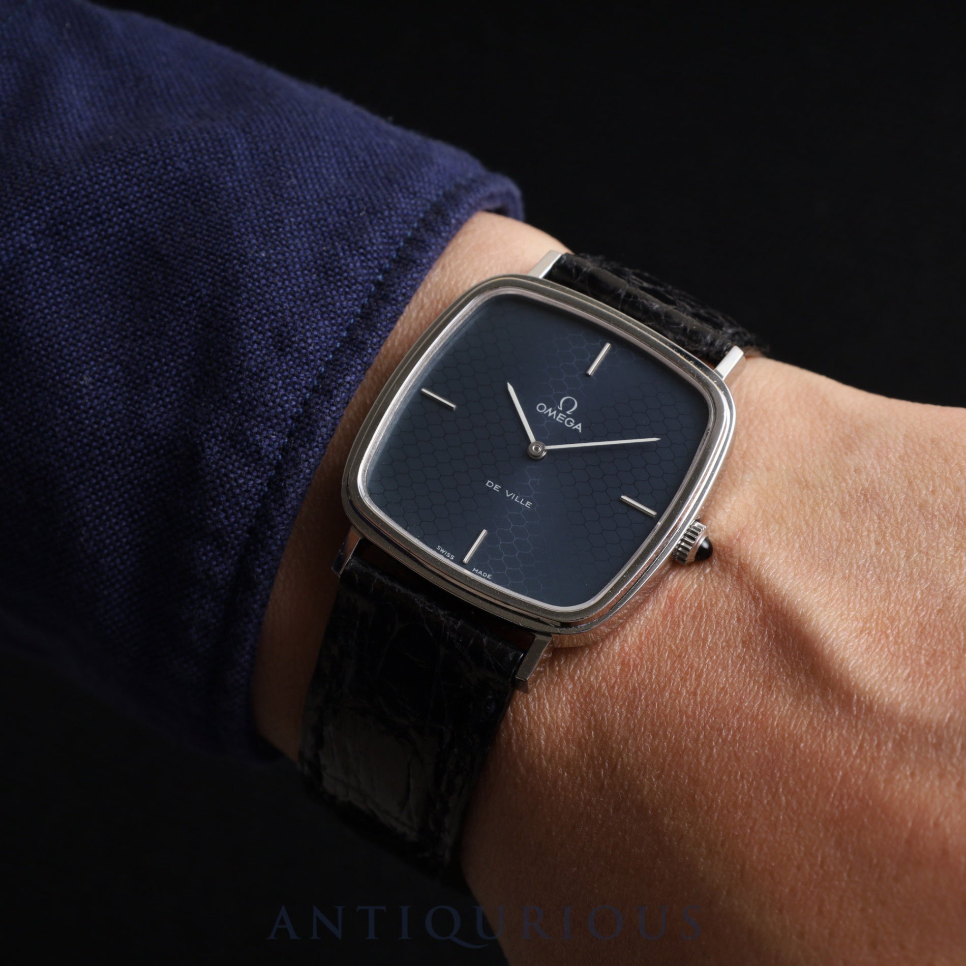オメガ デ・ヴィル 111.0118 手巻き Cal.625 SS 純正革ベルト 純正尾錠(SS) ネイビー文字盤 オーバーホール済み