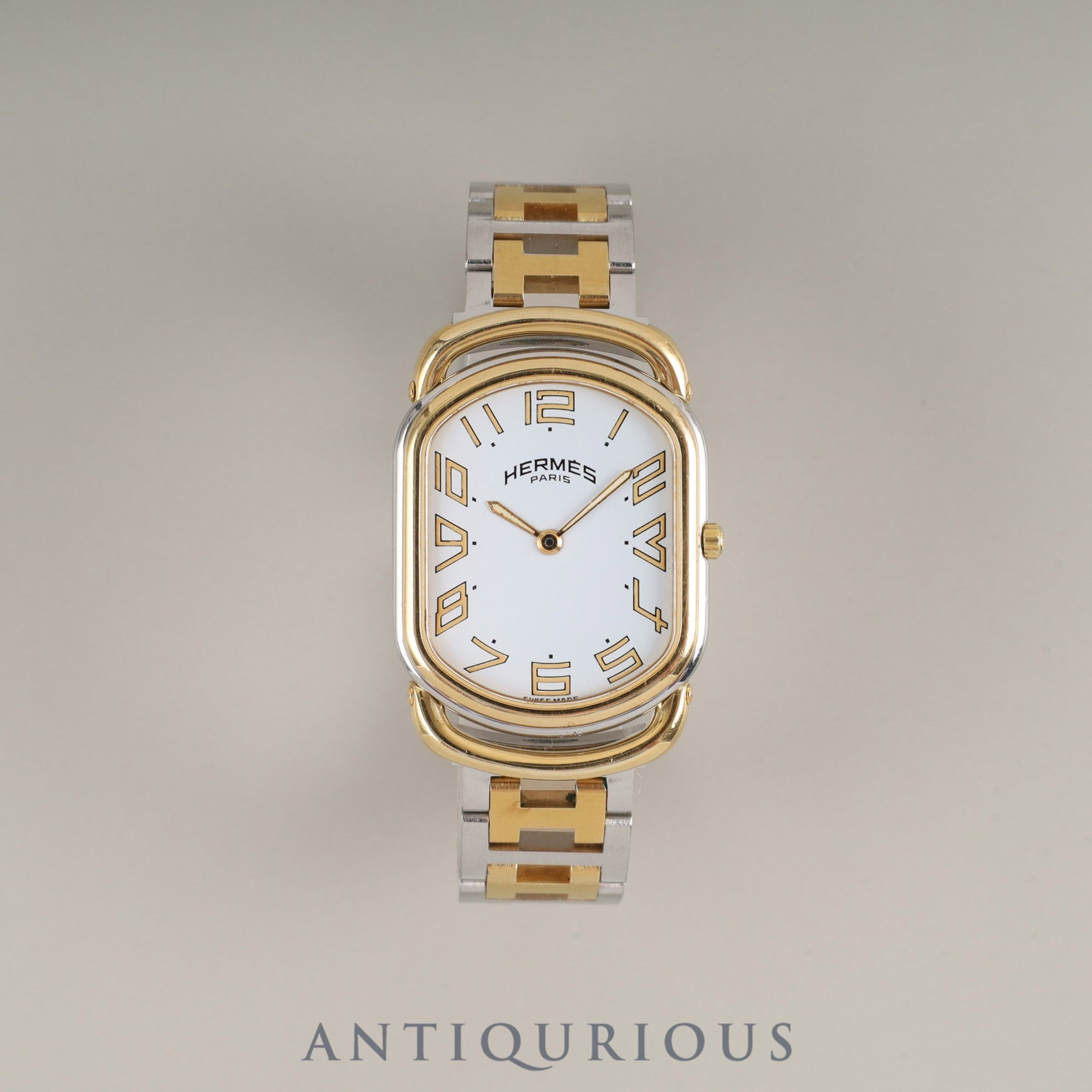 Hermes Rally 82.03.76 Quartz Cal.256.041 SS/GP SS/GP White Roman Dial Overhauled