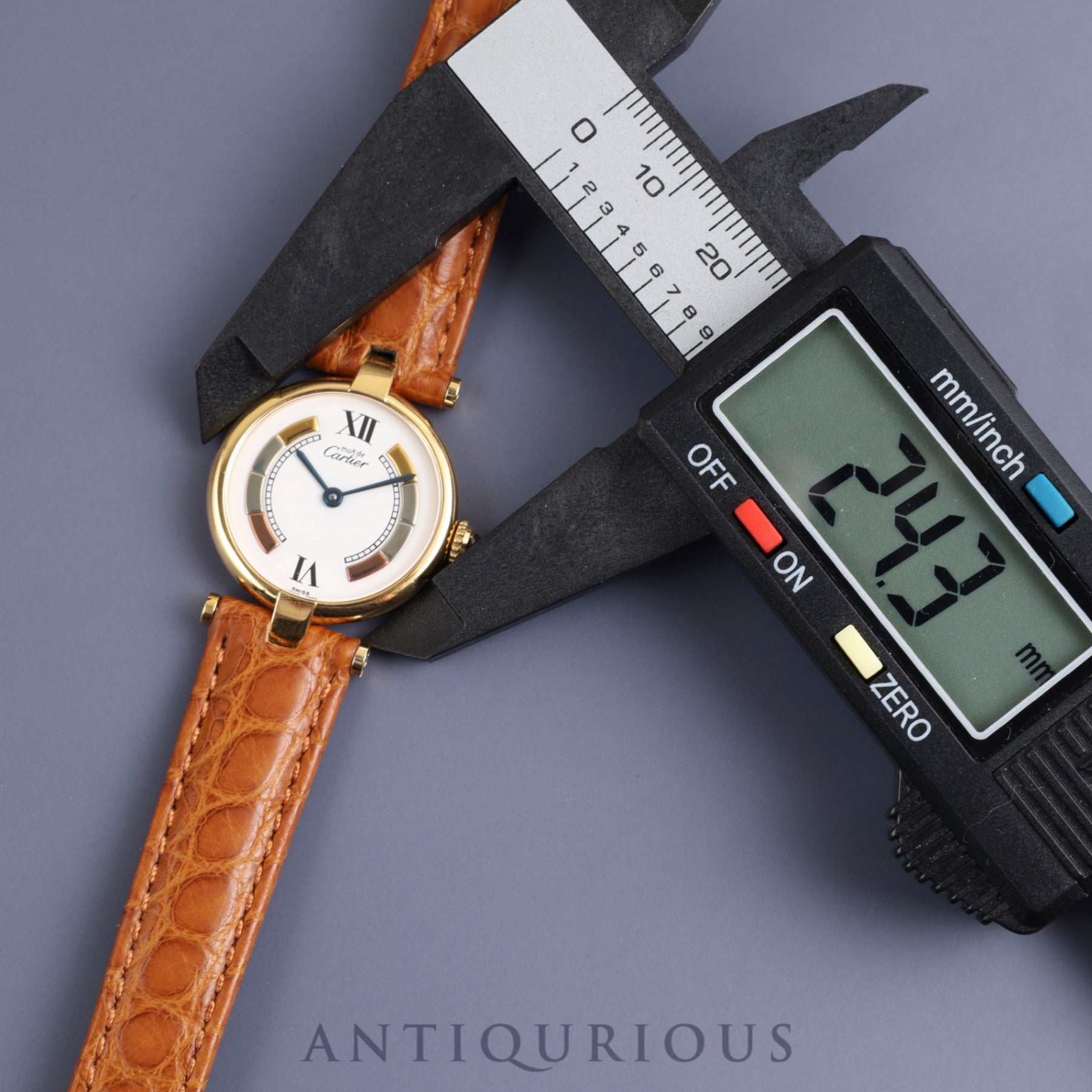 Cartier Must Vendome VLC SM 590004 Quartz Cal.90 SV925 Leather Genuine D Buckle (GP) Trinity Dial Booklet Overhauled
