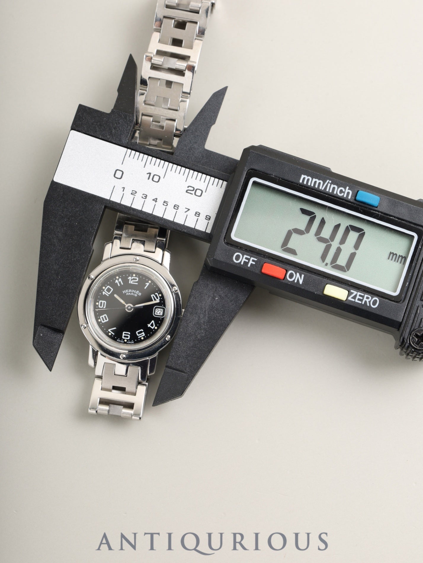 エルメス クリッパー CL4.210 クォーツ SS SS グレー文字盤 オーバーホール済み