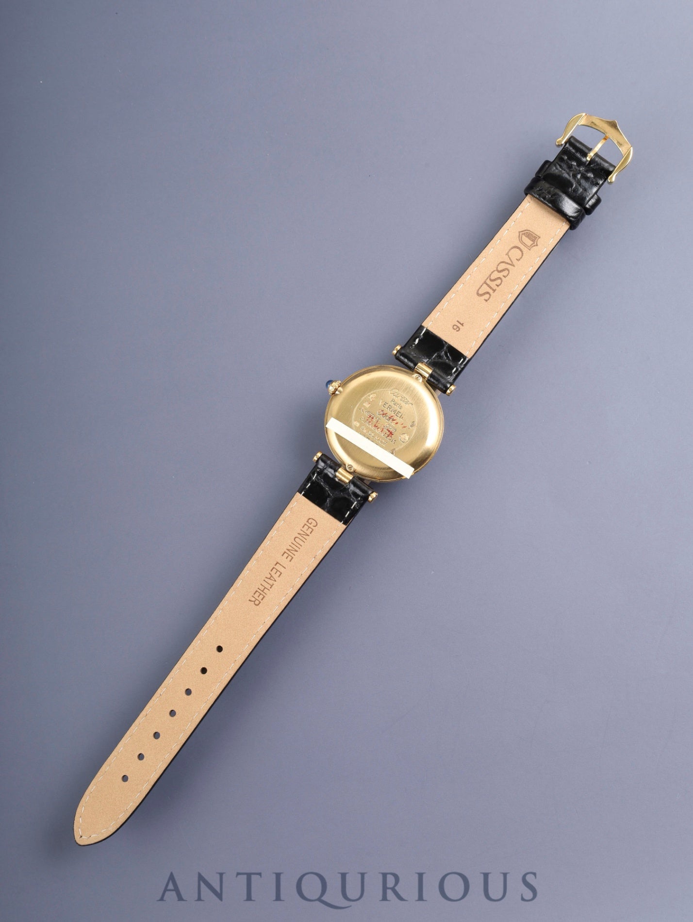 カルティエ マスト ヴァンドーム VLC LM 590003 クォーツ Cal.90 SV925 革 純正尾錠(GP)アイボリー4点ローマン文字盤 箱 保証書(1993年)オーバーホール済み