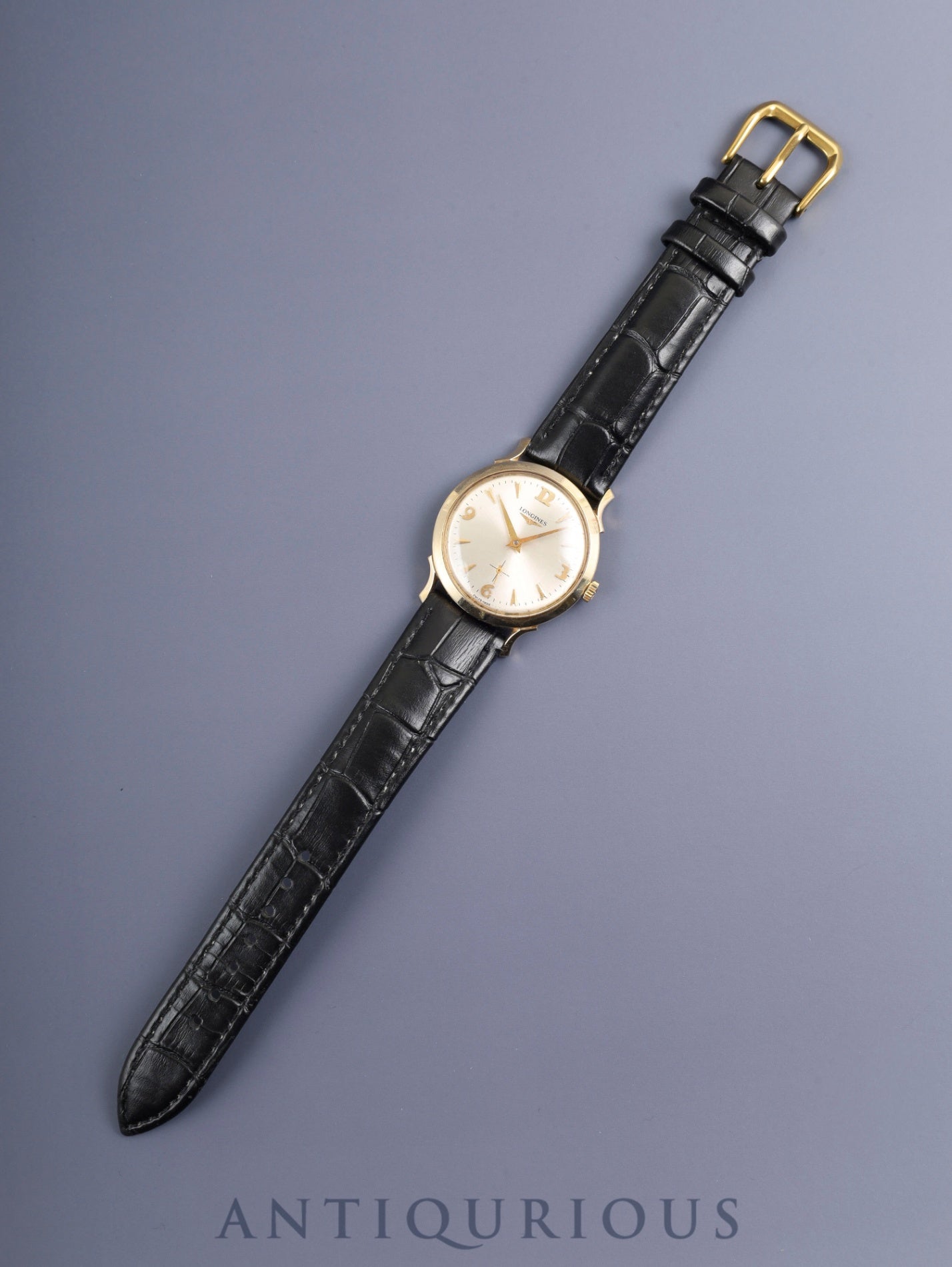 ロンジン ラウンドスモールセコンド 2033P 手巻き Cal.23Z K14YG 革 社外尾錠(GP) シルバー×ゴールド文字盤 オーバーホール済み