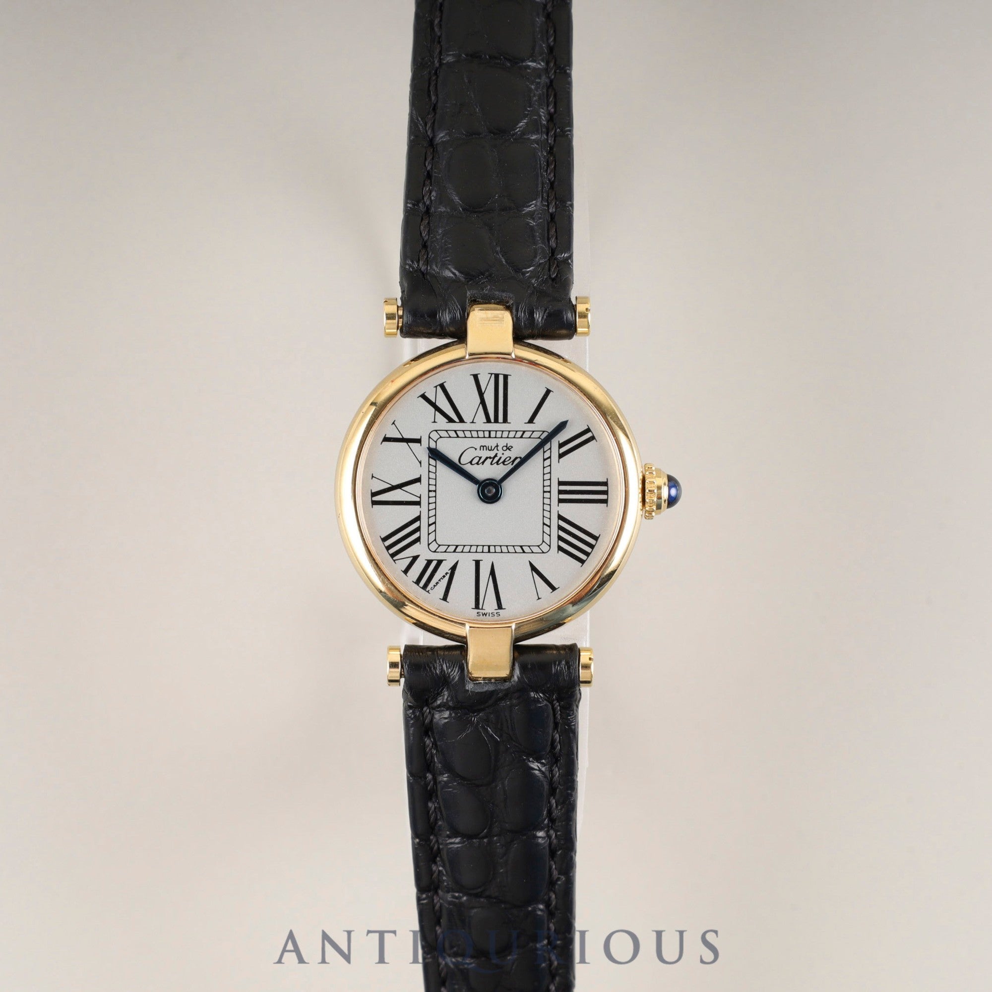 カルティエ マスト ヴァンドーム VLC SM 590004 クォーツ Cal.690 SV925 革 純正Dバックル(GP) オパラン文字盤 オーバーホール済み