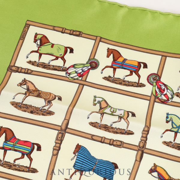 Hermes scarf Carré 45 48 horses in the paddock SILK 100%