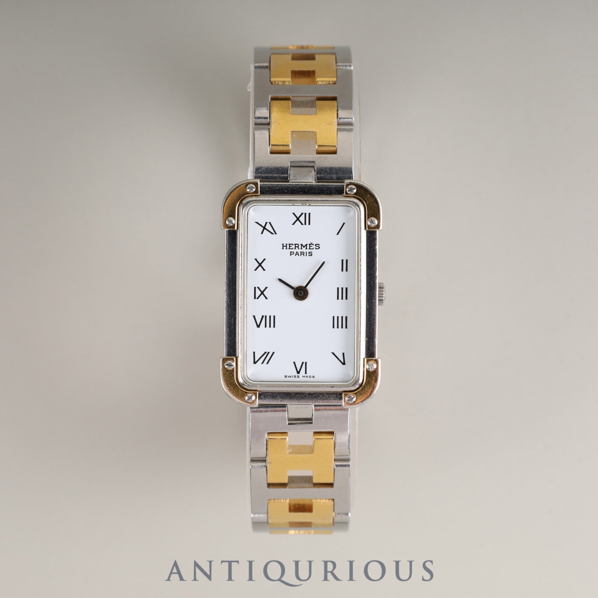 エルメス クロアジュール 54 10 75 クォーツ Cal.976.001 SS/GP SS/GP ホワイト文字盤 オーバーホール済み