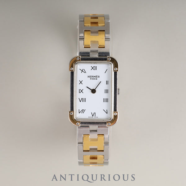 Hermes Cloajour 54 10 75 Quartz Cal.976.001 SS/GP SS/GP White Dial Overhauled