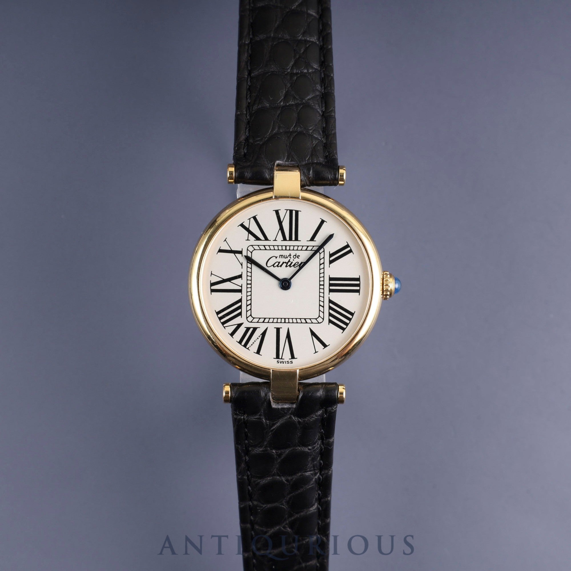 カルティエ マスト ヴァンドーム VLC LM 590003 クォーツ Cal.690 SV925 革 純正Dバックル(GP) オパラン文字盤 オーバーホール済み