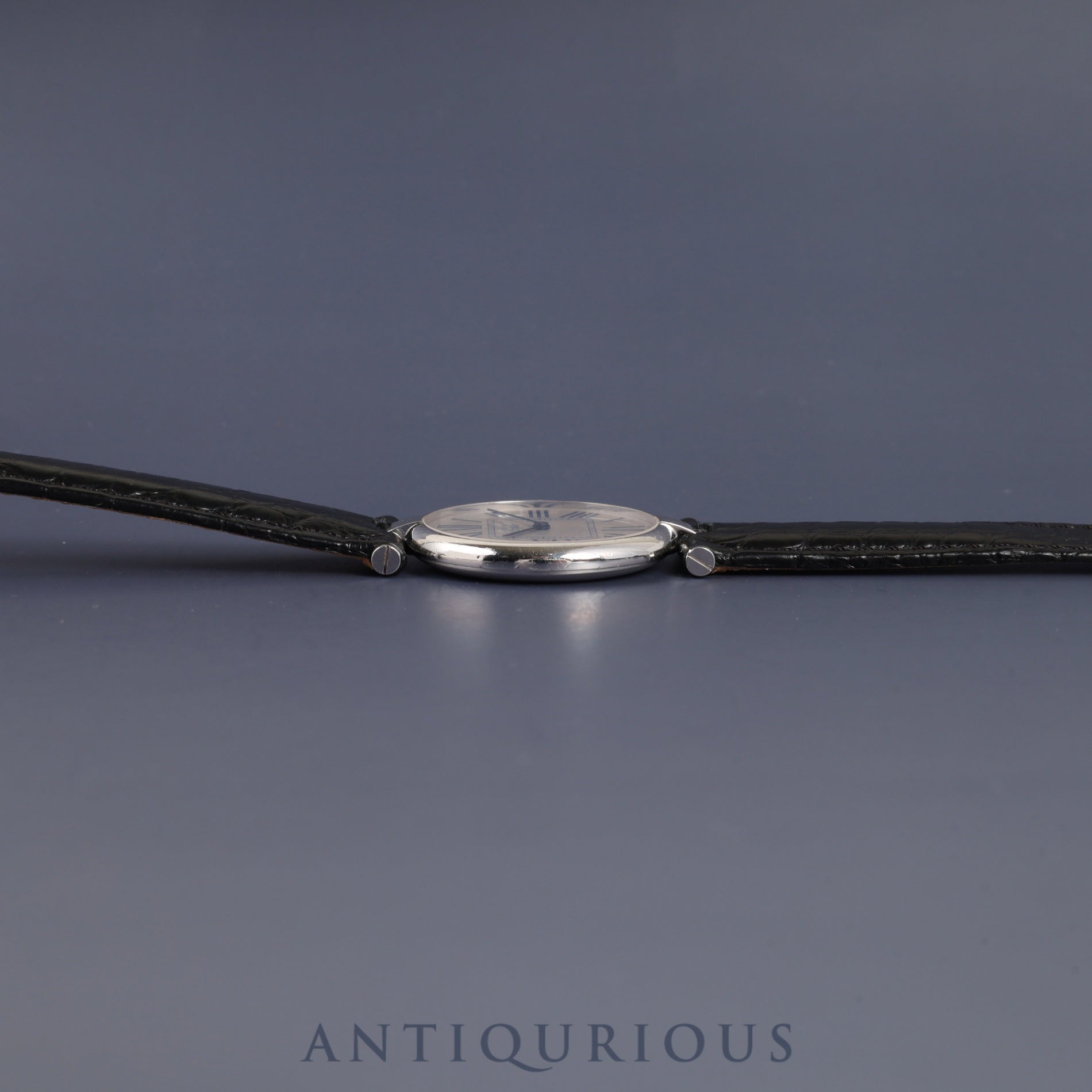 Cartier Must Vendôme VLC LM W1007065/1860 Quartz Caliber 90.06 SV925 Leather Strap with Genuine D-Buckle (Stainless Steel) Opalescent Dial Overhauled