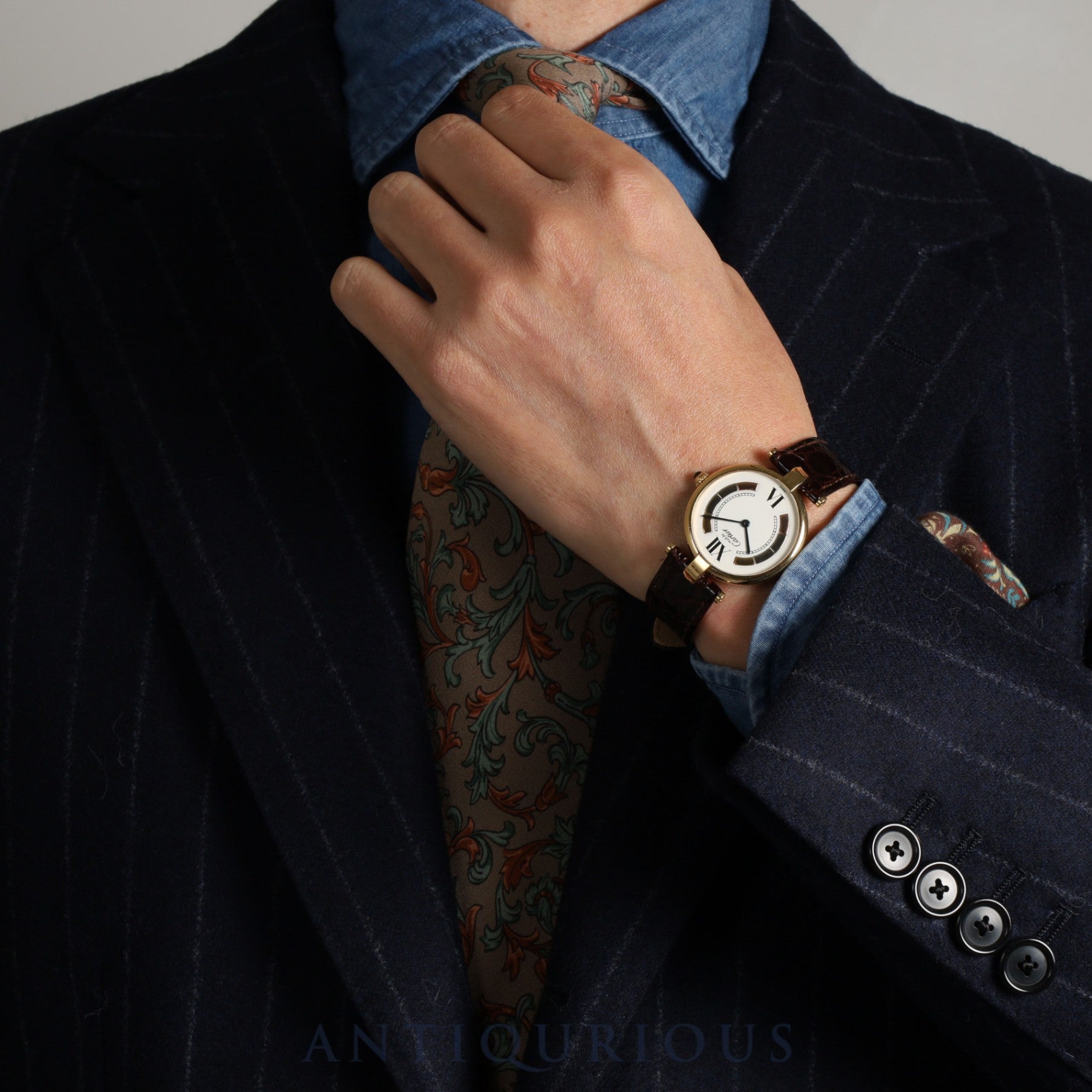 カルティエ マスト ヴァンドーム VLC LM W1006454 / 590003 クォーツ Cal.90 SV925 革 純正尾錠(GP)トリニティ文字盤 オーバーホール済み