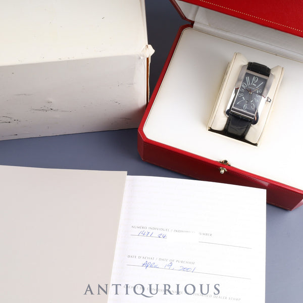 カルティエ タンクアメリカン LM W2605229 / 1741 自動巻き 750 純正革ベルト 純正Dバックル(750) グレーアラビア文字盤  箱 冊子 保証書(2001年)オーバーホール済み