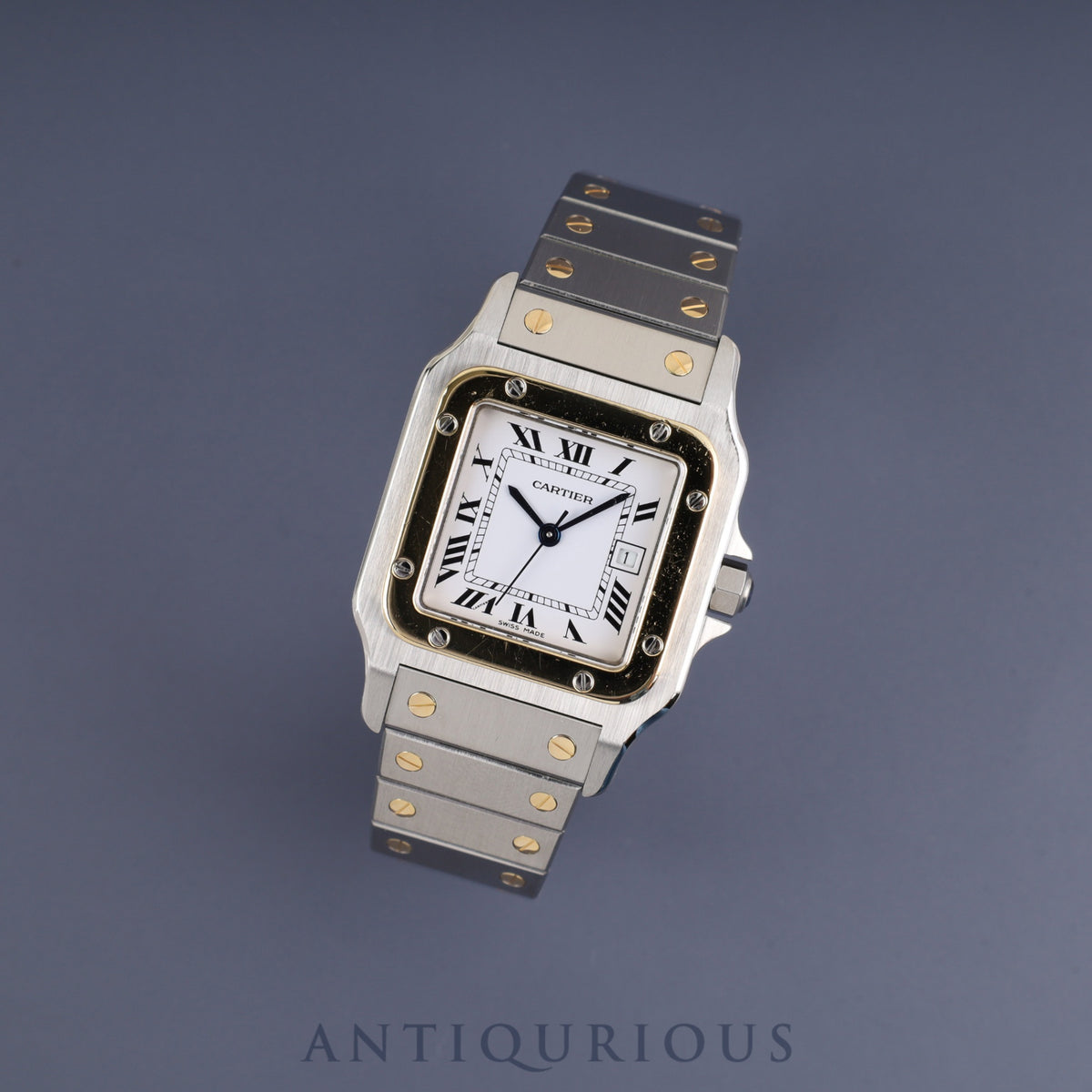 Cartier Santos Carre LM 81036283 / 1553 Automatic, Stainless Steel/Yellow Gold, White Roman Dial, Fully Serviced at a Cartier Boutique