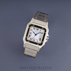 Cartier Santos Galbee LM 81036283 / 1553 Automatic, Stainless Steel/Yellow Gold, White Roman Dial, Fully Serviced at a Cartier Boutique