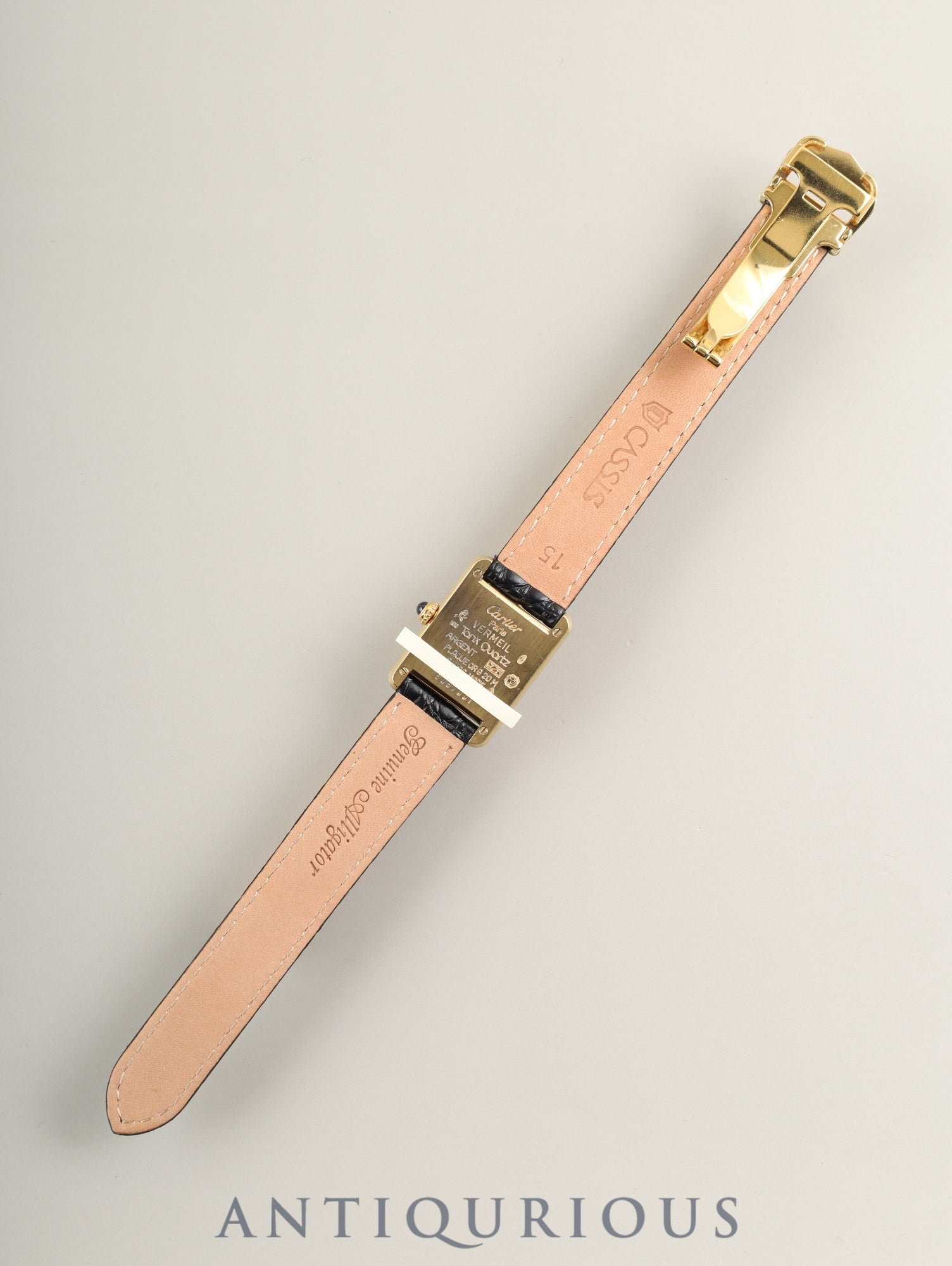 Cartier Must Tank SM 5057001 Quartz Cal. 057 SV925 Leather Genuine D-buckle (GP) Opalescent dial (SWISS markings) Box Warranty (1994) Complete service overhauled at a Cartier boutique on January 2, 2019