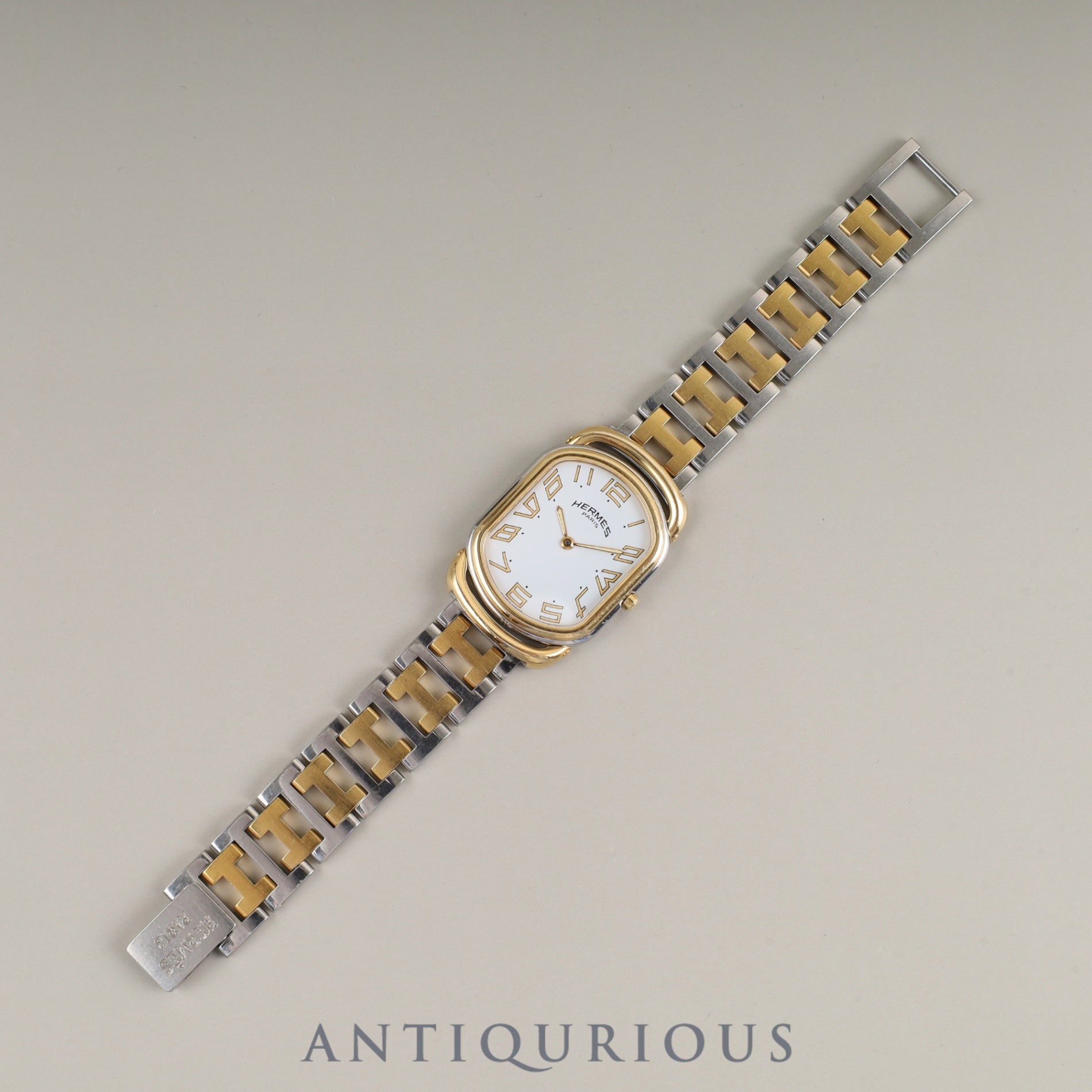 Hermes Rally 82.03.76 Quartz Cal.256.041 SS/GP SS/GP White Roman Dial Overhauled
