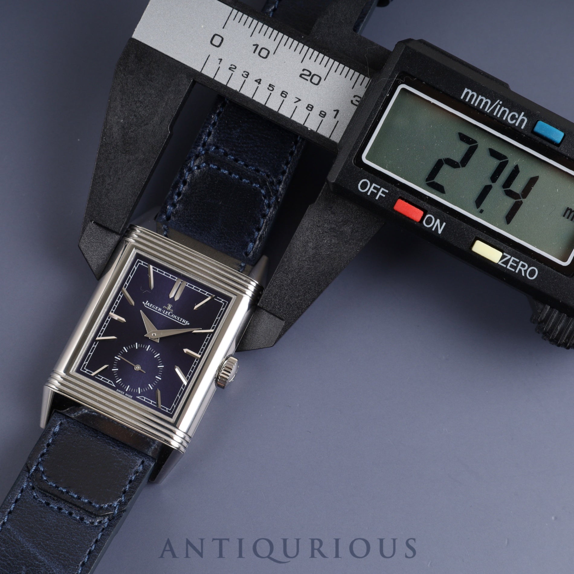 Jaeger-LeCoultre Reverso Tribute Small Second Q397848J / 214.8.62 Manual winding Cal.822/2 SS Genuine leather strap Genuine buckle (SS) Blue dial Box Overhauled