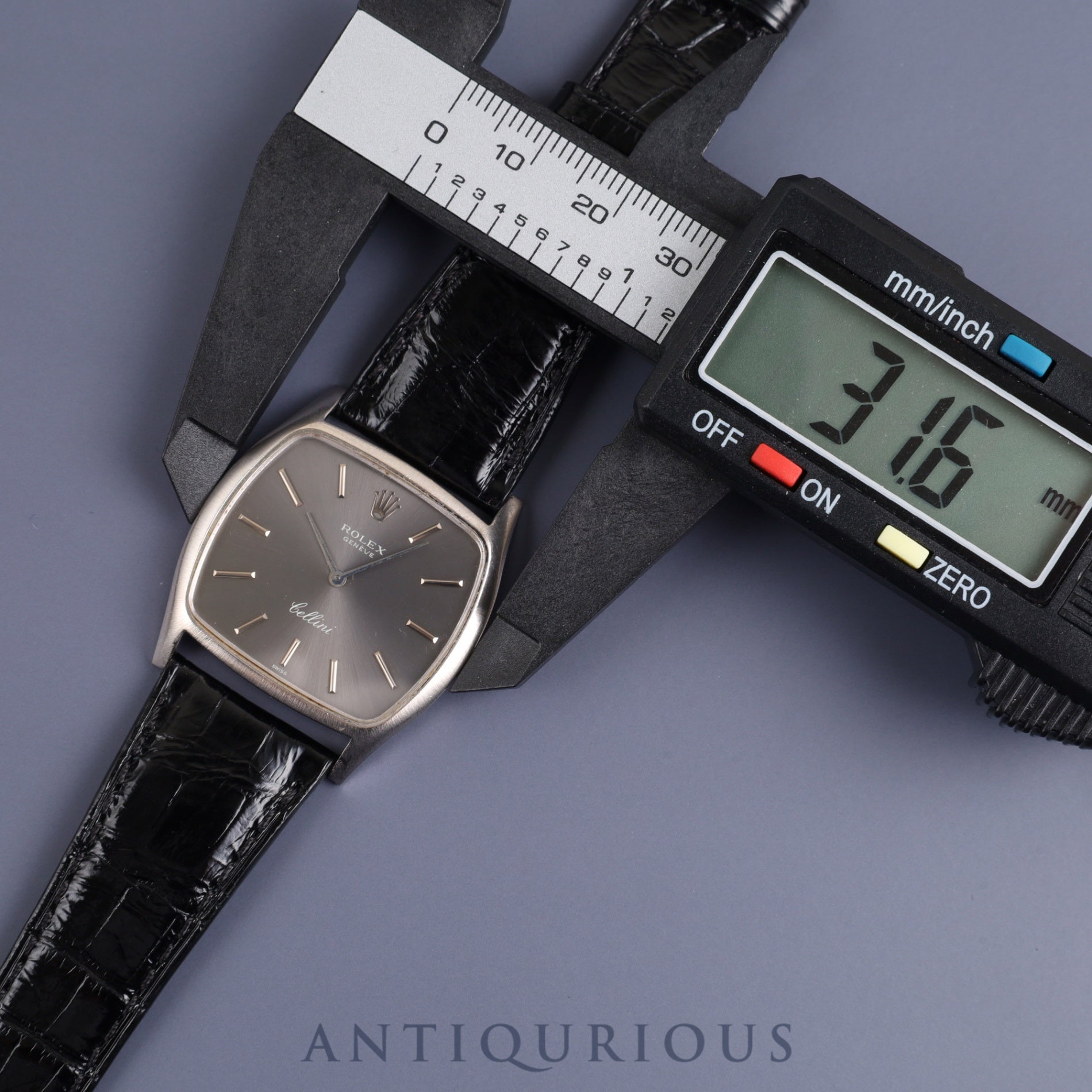 Rolex Cellini 3805 Manual winding Cal.1600 750WG Leather Genuine buckle (SS) Grey dial No. 27 (1969) Overhauled