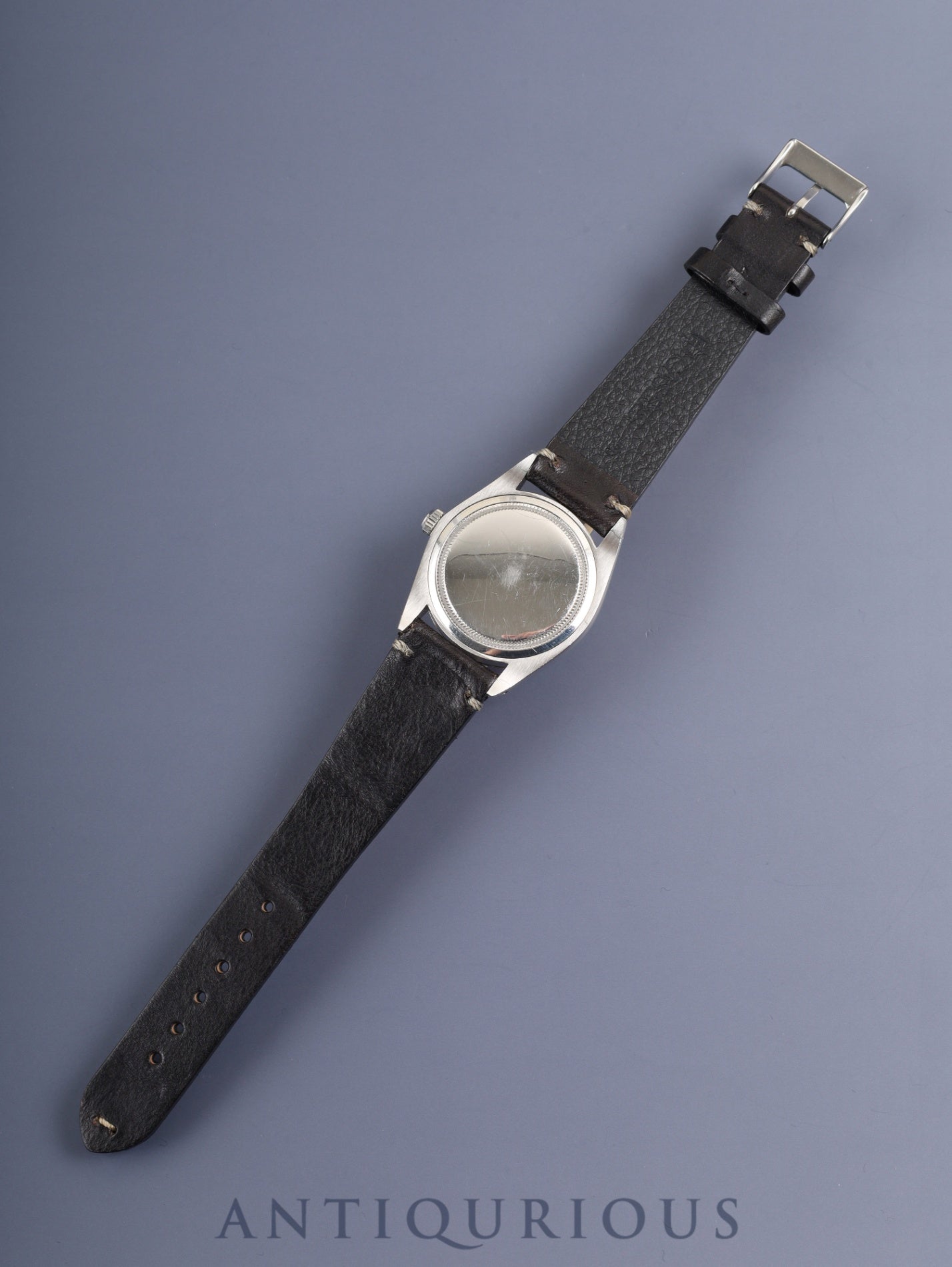 ロレックス オイスターデイトプレシジョン 6694 手巻き Cal.1225 SS 革 社外尾錠(SS) ブラック文字盤 51番(1977年)オーバーホール済み