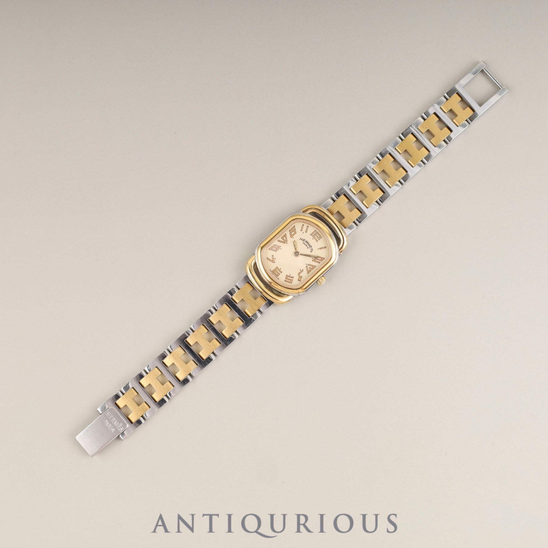 Hermès Rally Quartz Cal.976.001 SS/GP SS/GP Ivory Dial Box Booklet Warranty (1995) Overhauled