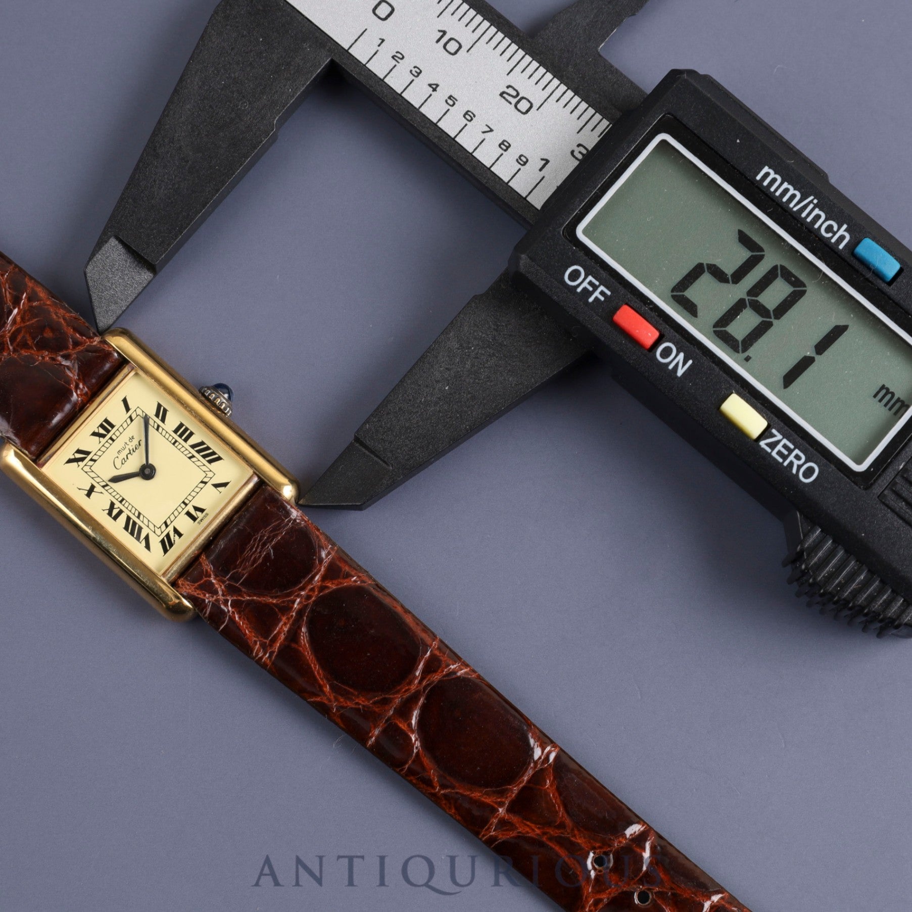 Cartier Must Tank SM Manual winding Cal.78-1 SV925 Leather Genuine buckle (GP) Ivory Roman dial Overhauled