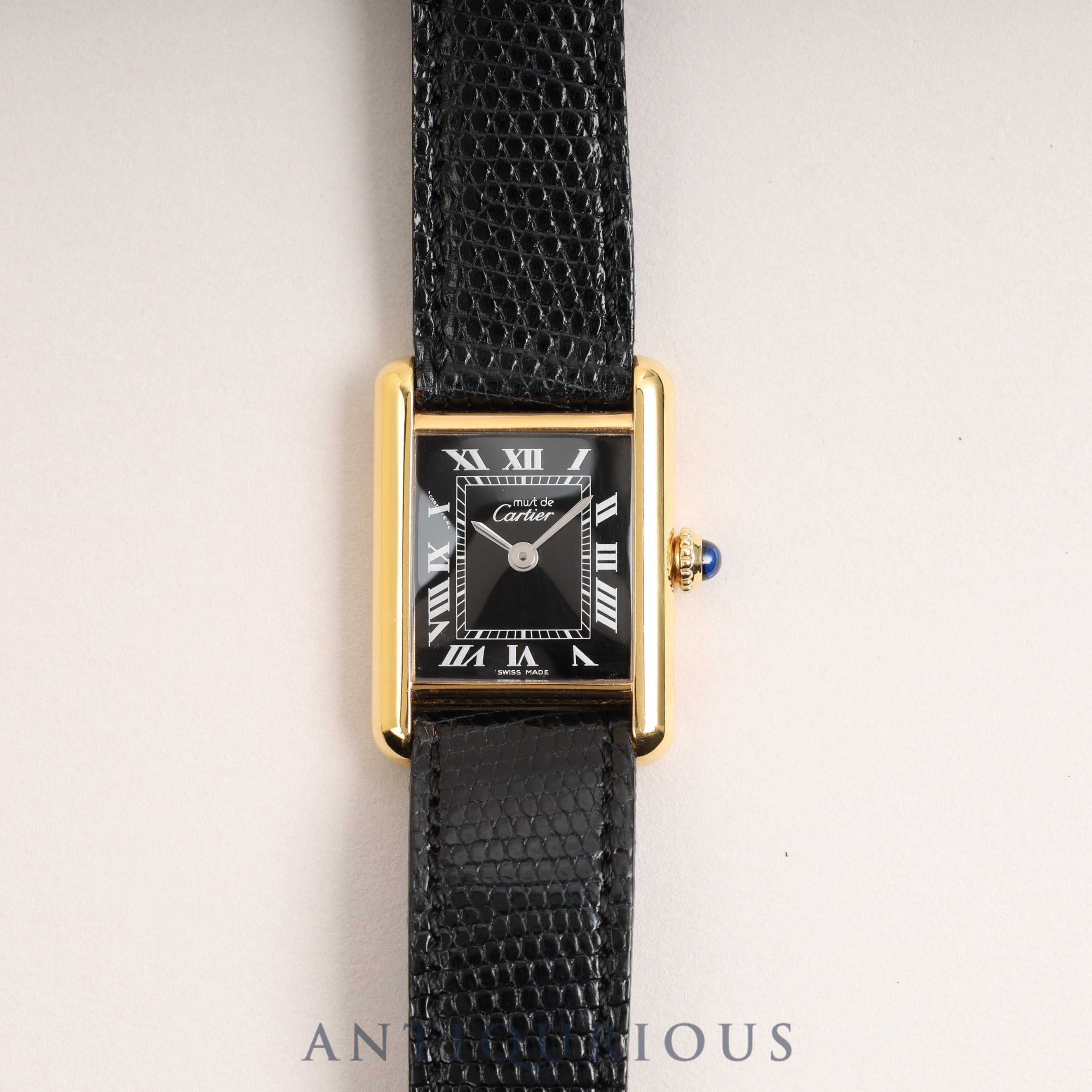 カルティエ マストタンクSM 手巻き ブラックローマ文字盤 国際永久保証書