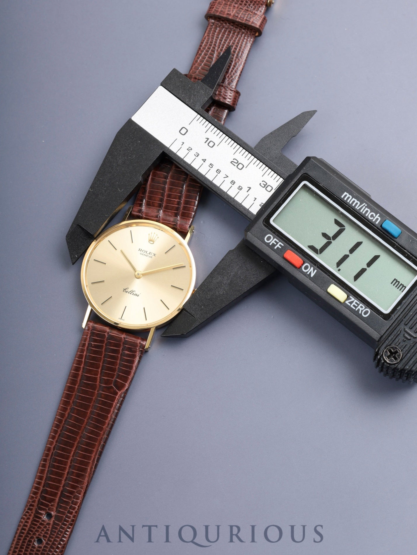 ロレックス チェリーニ 3833 手巻き Cal.1600 750YG 革 純正ピンバックル(GP) シャンパン文字盤 31mm 41番台(1974年)純正レザーベルト付き オーバーホール済み