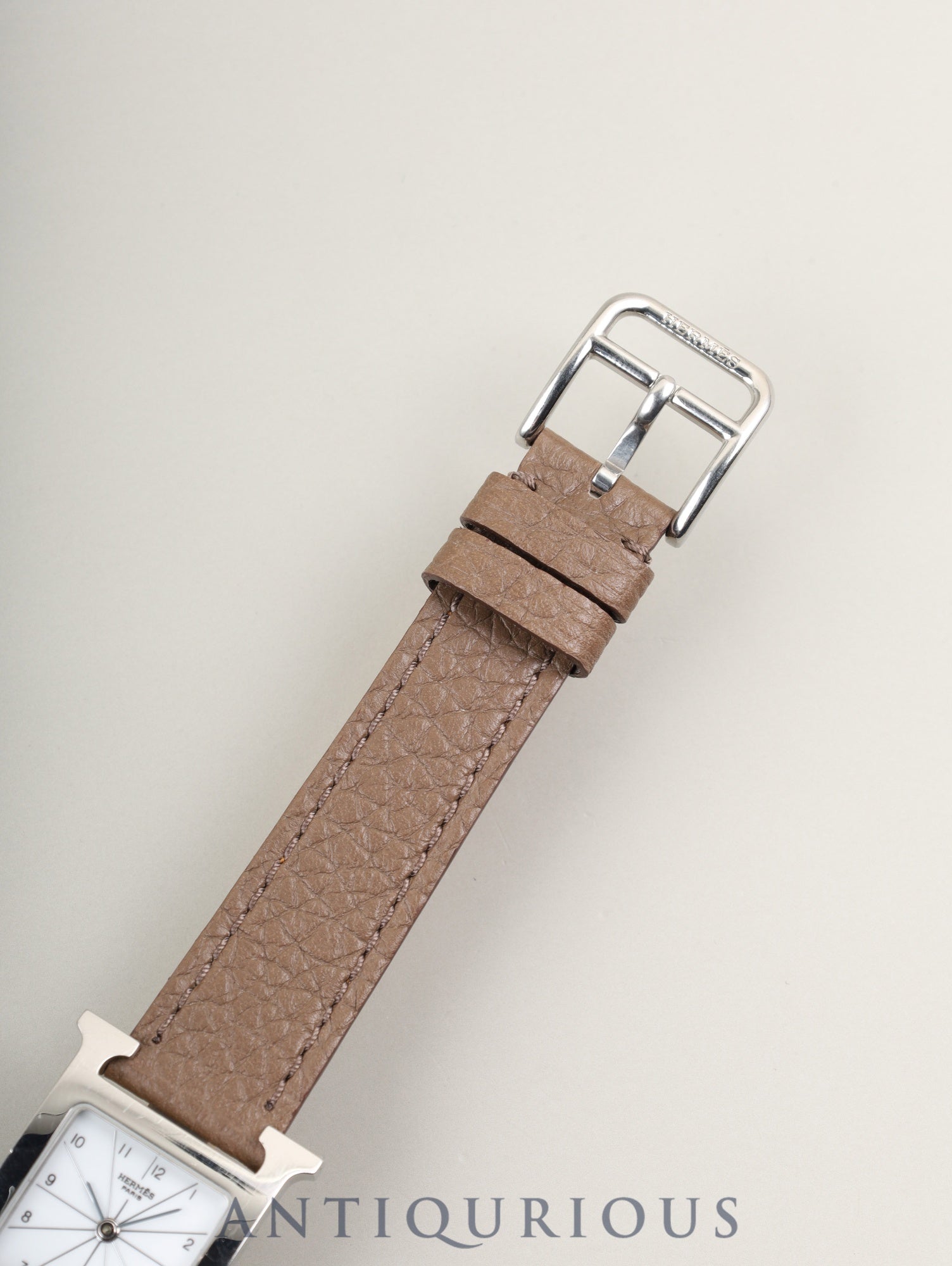 エルメス Hウォッチ HH1.210 クォーツ Cal.- SS 革 純正ピンバックル(SS)ホワイト文字盤 箱 冊子 保証書(2006年) 純正革ベルト(□I刻印:2005年)オーバーホール済み